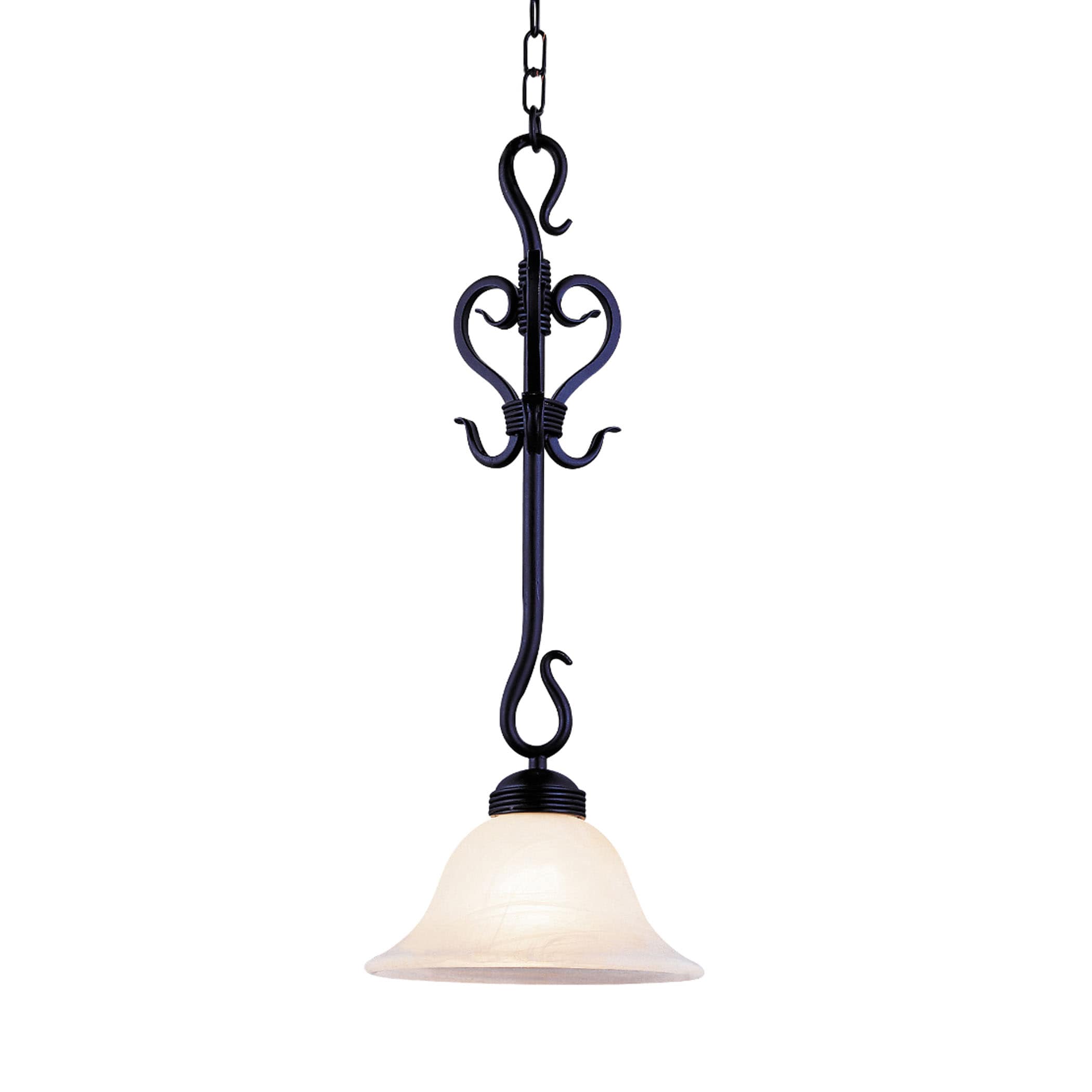 Westmore Lighting Cottier Matte Black Modern/Contemporary White Glass Bell  Pendant Light at