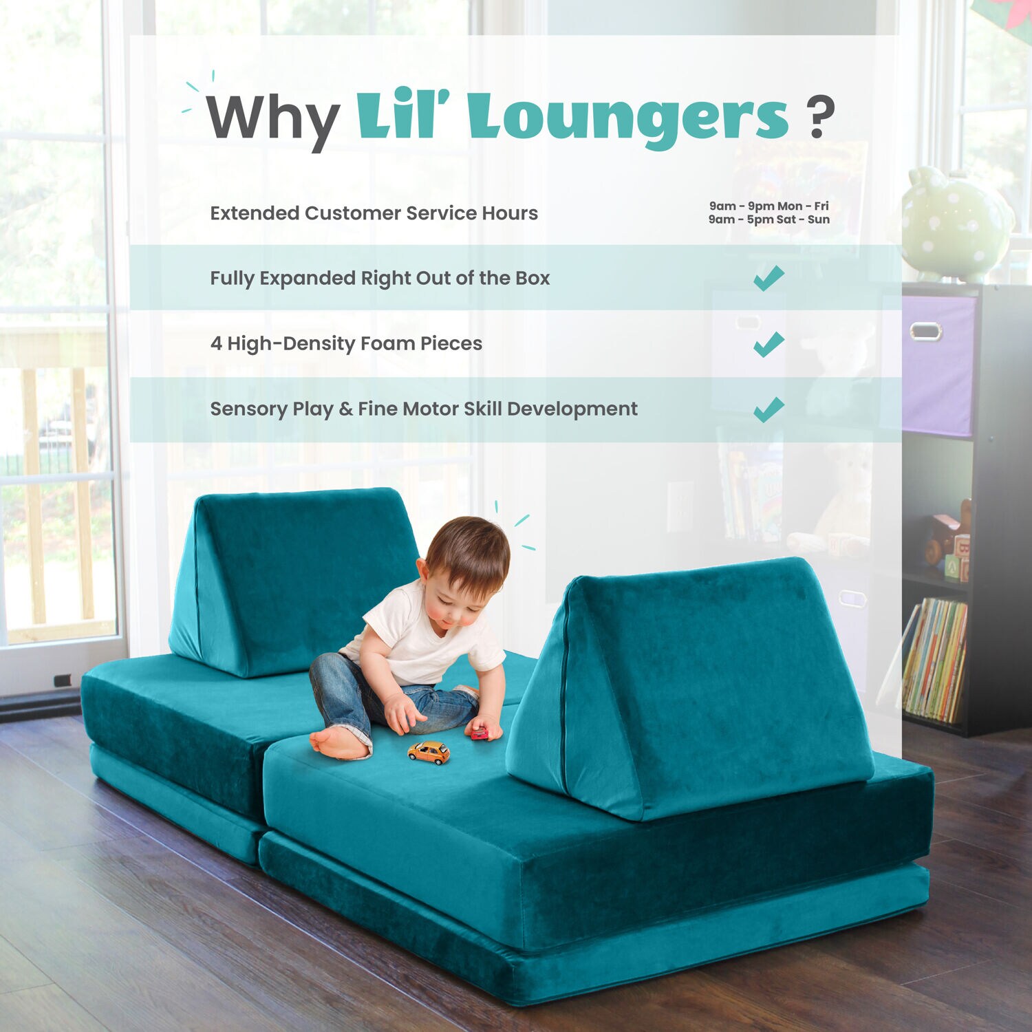 Critter Sitters CSLILLOUNGER-TEAL Kids-Chairs - View #3