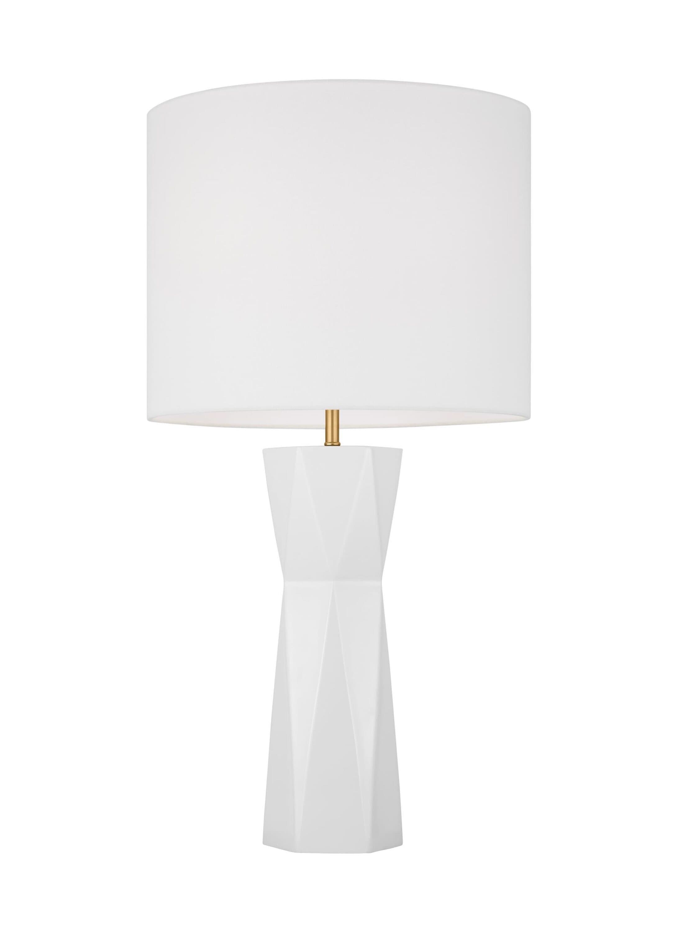 Scott Living Fernwood Gloss White On/Off Switch Table Lamp with Linen ...