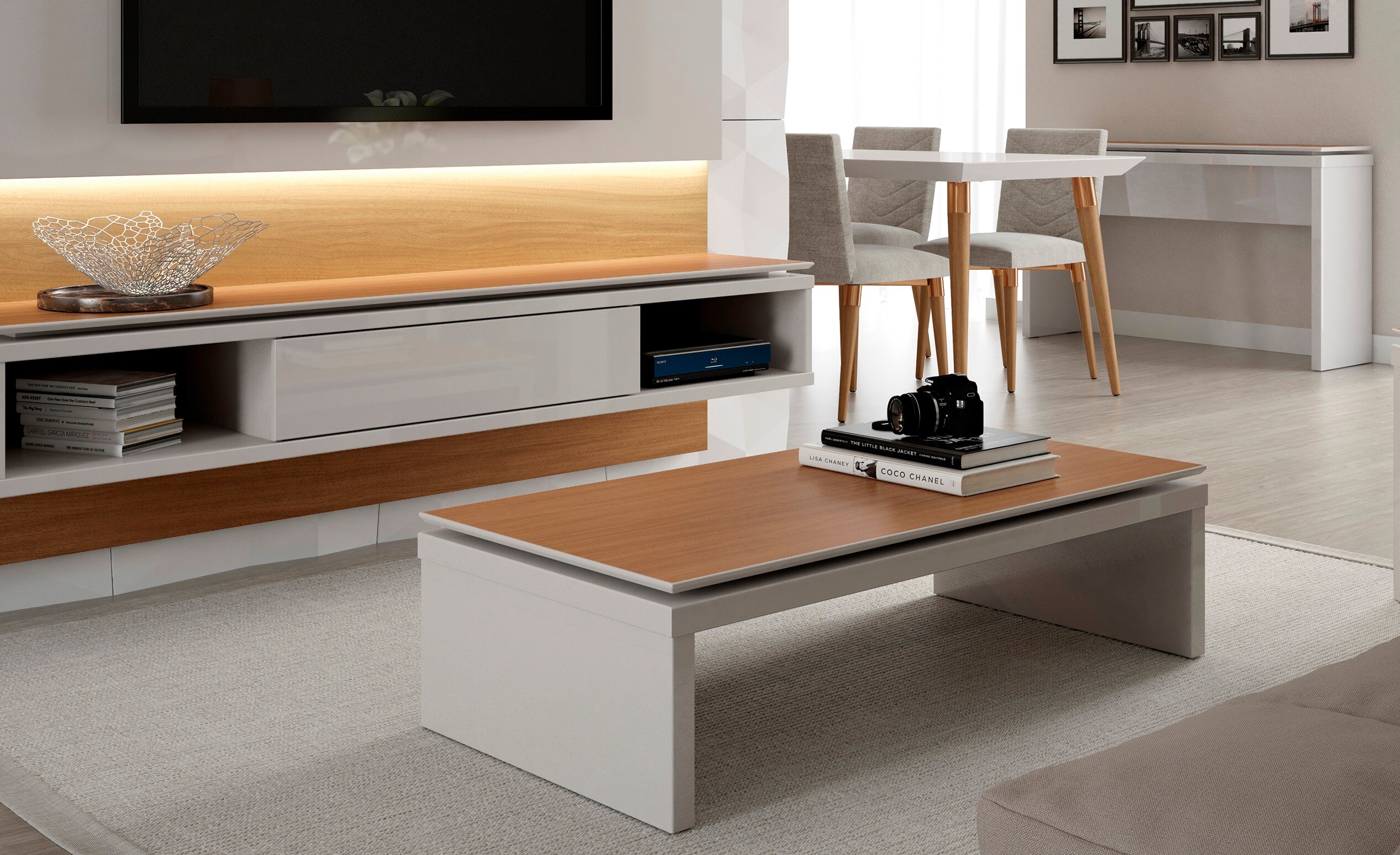 Manhattan Comfort 89651 Lincoln Matte and Gloss Modern Coffee Table