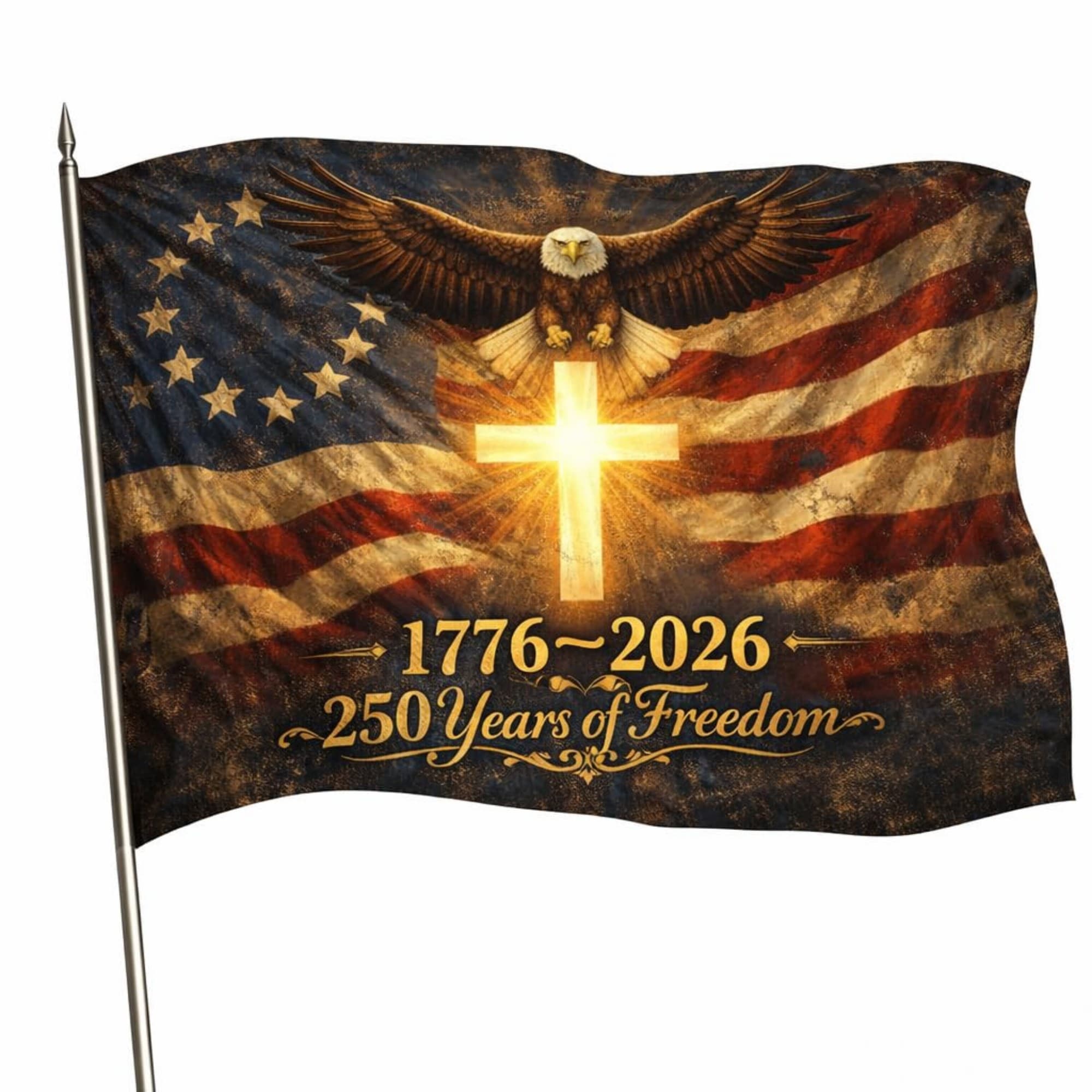 Wudkey 3X5Ft 250th Anniversary US Double Sided 3-Ply Outdoor Flag