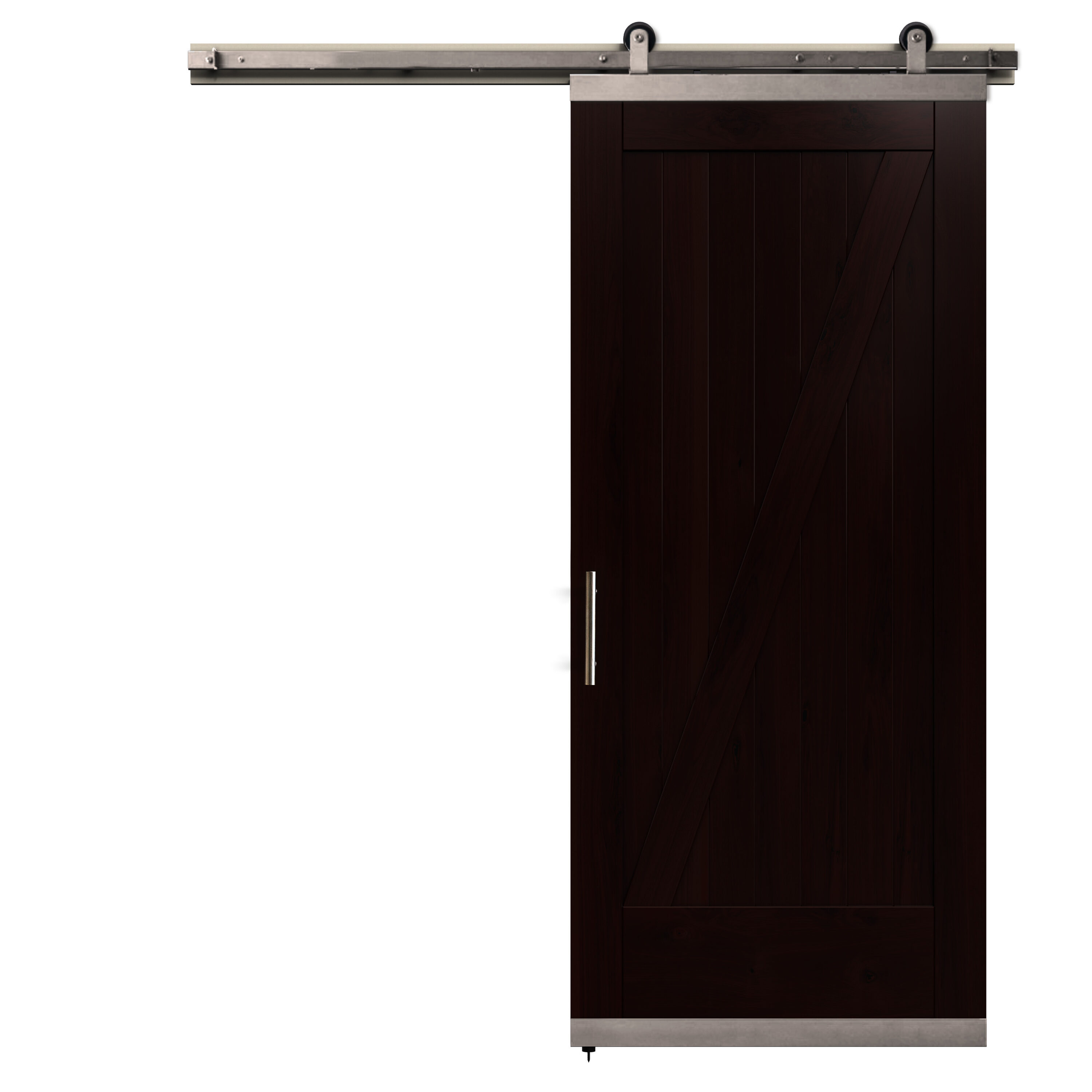 JELD-WEN LOWOLJW248800130 36-in x 80-in Spice Z-frame Walnut Wood Solid core Single Barn Door (Hardware Included)