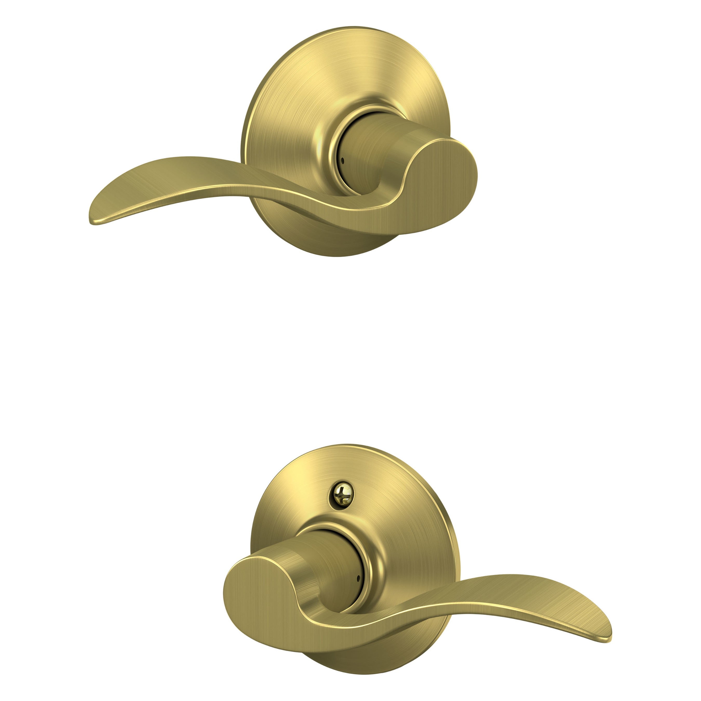 Schlage F10 V ACC 608 Accent Satin Brass Interior Hall/Closet Passage Door Handle