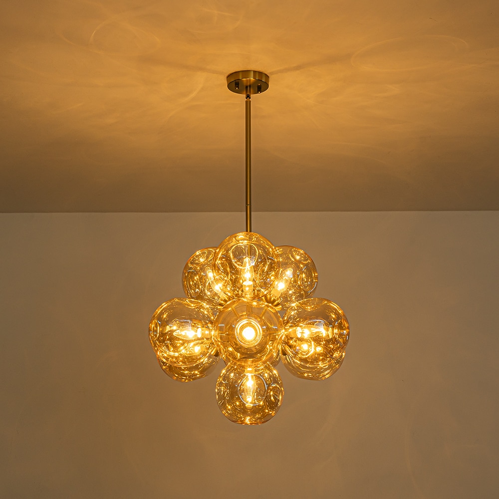 Zicbol 10 -Light Copper Stained glass Metal Chandelier