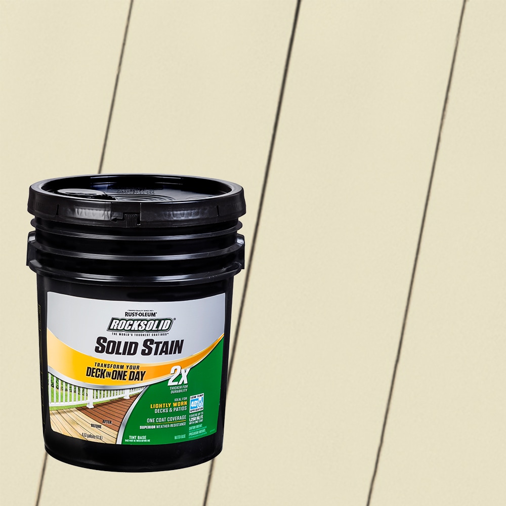 Rust-Oleum 319840T RockSolid 2X Solid Stain Pre-Tinted Sailcloth Solid Exterior Wood Stain and Sealer in One ( 5-gallon )