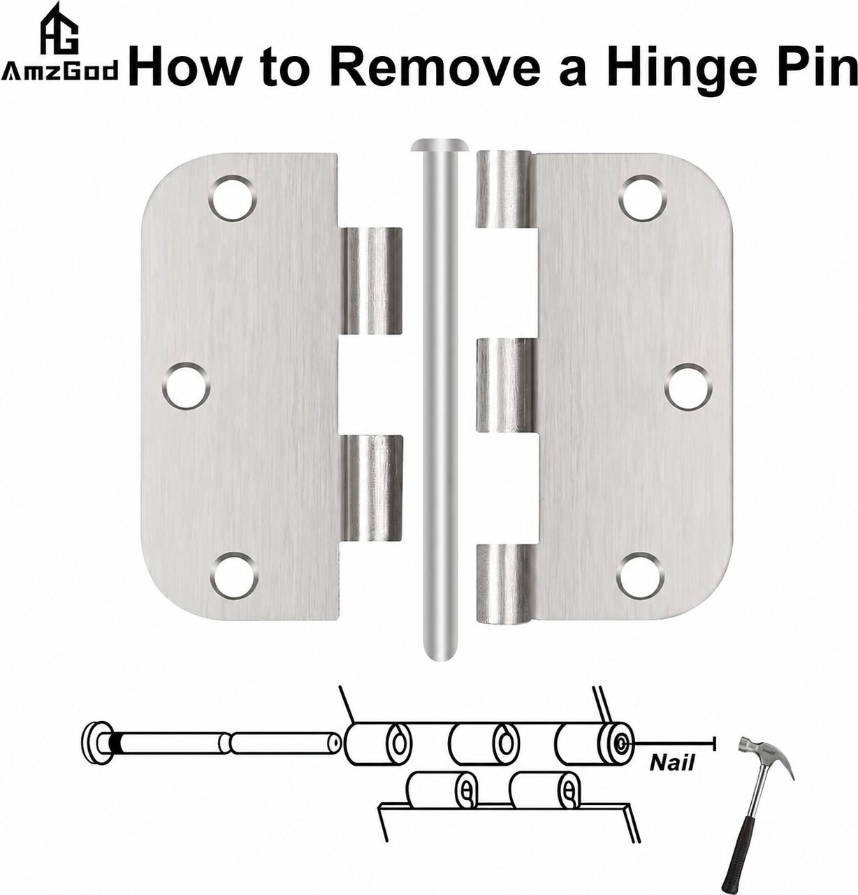 Afoxsos Door Hinges Brushed Nickel 36 Pack Satin Nickel 3 and Half Inch ...