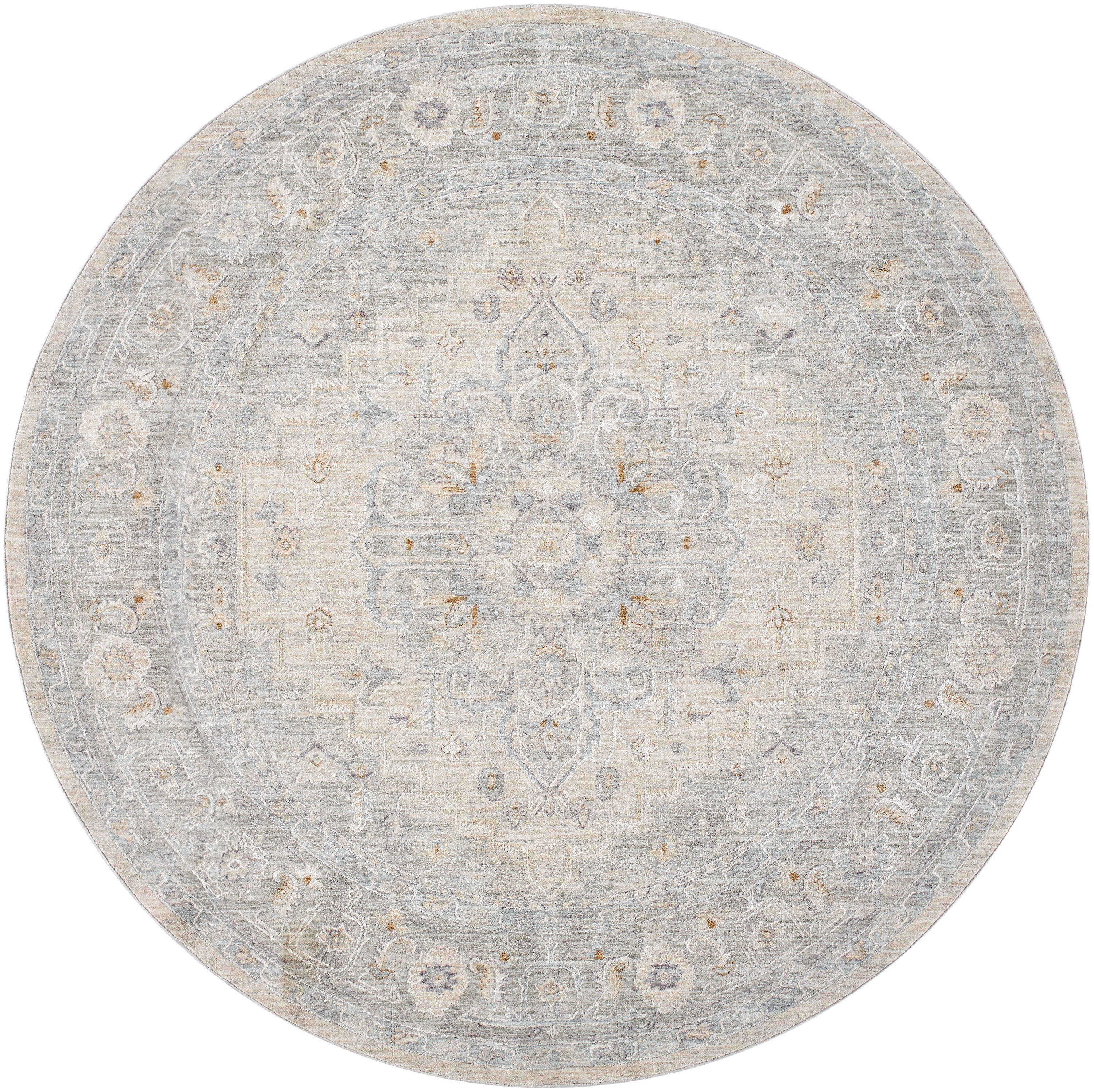 Surya AVT2302-710RD Avant Garde 8 x 8 (ft) Polyester Gray Round Indoor Medallion Oriental Area rug