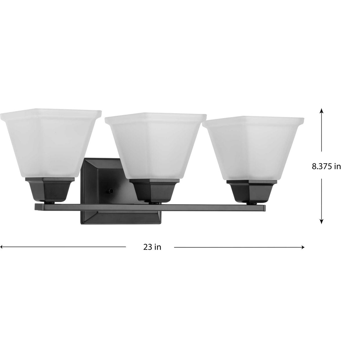 Matte Black 23" Steel 3-Light Bath Vanity Fixture