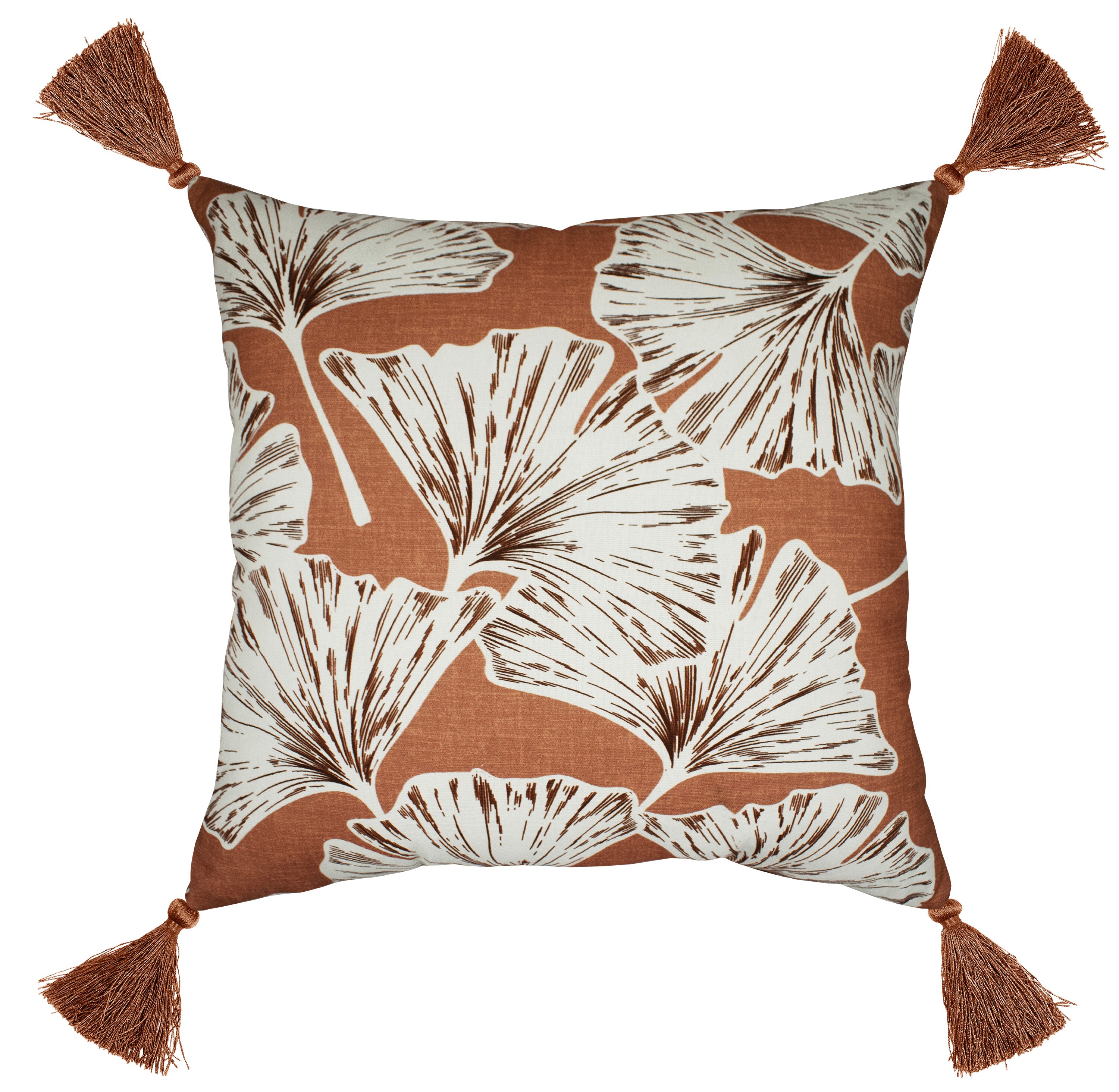 Origin 21 Ginko Floral Clay Square Throw Pillow in the Outdoor Decorative Pillows department at Lowes