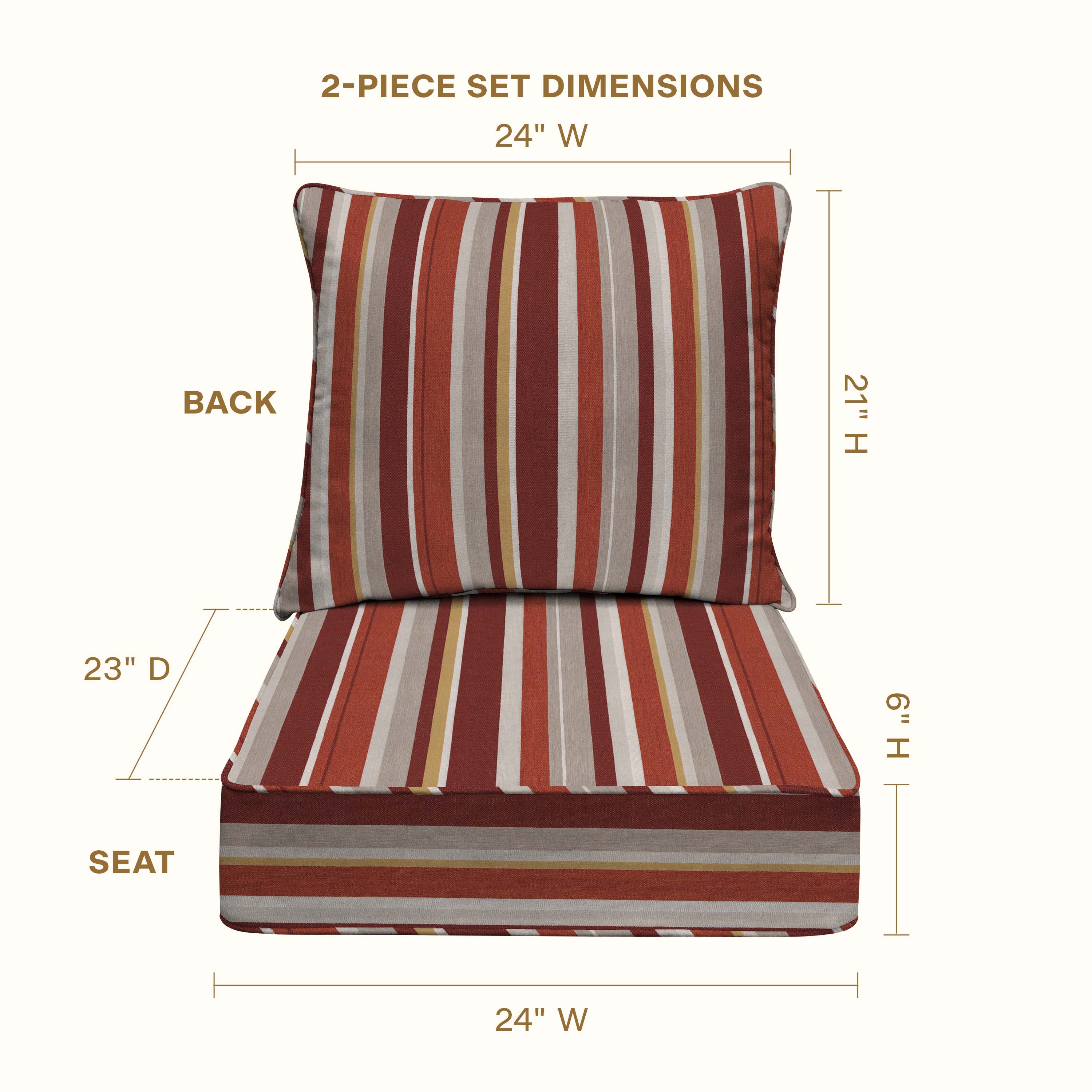 Stripe Brick Outdoor Deep Seating Cushion Set