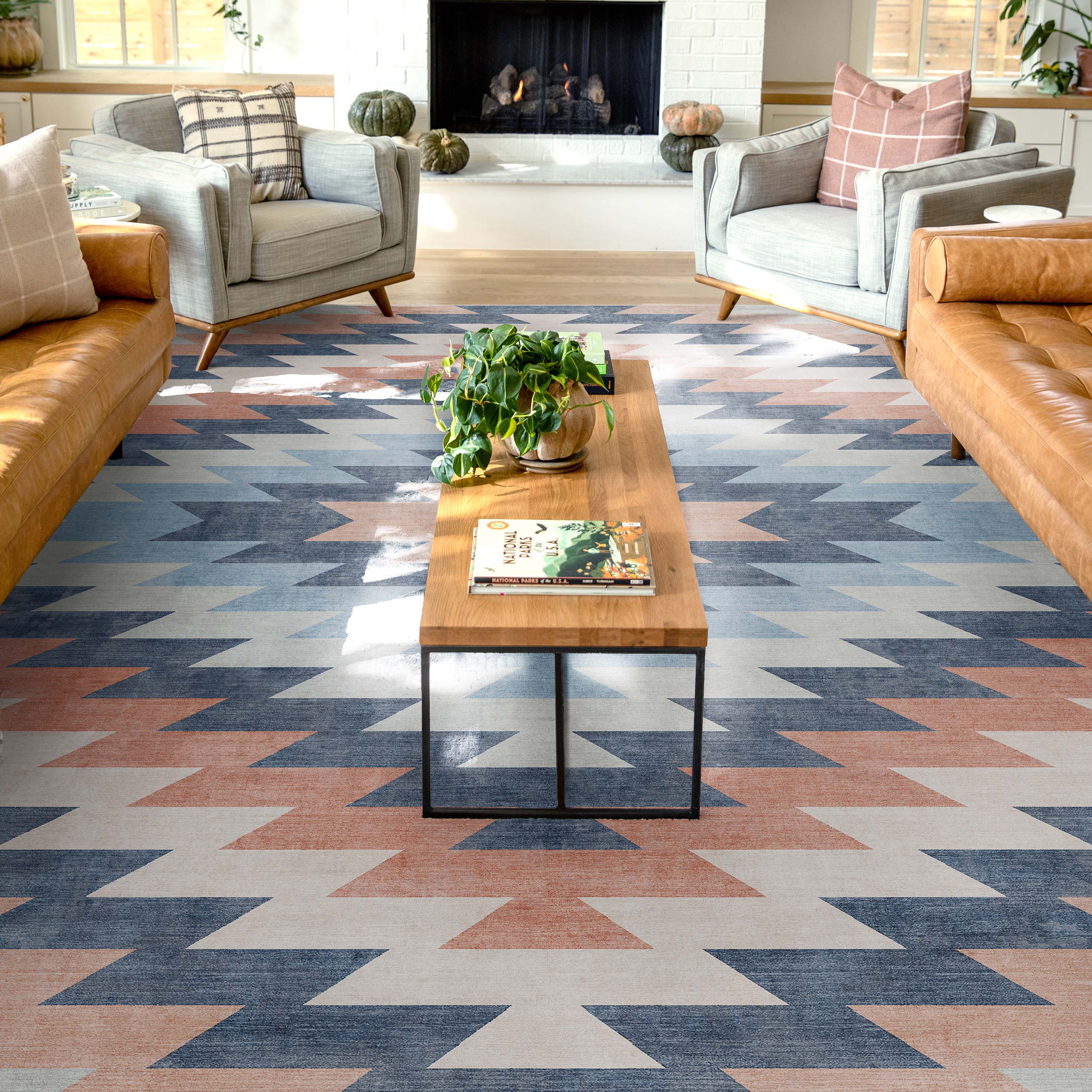 Well Woven W-AP-32C-8 Apollo 9 x 13 (ft) Flatweave Polyester Blue Rectangular Indoor Tribal Southwestern Area rug