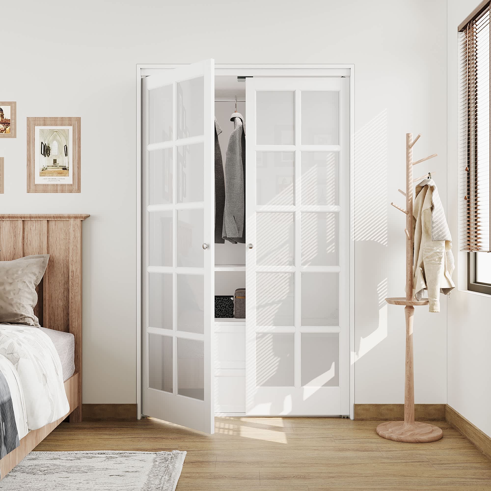 Ark Design 10-Lite Frosted Glass Solid Core White Finished with Pivot Hardware 48-in x 80-in
