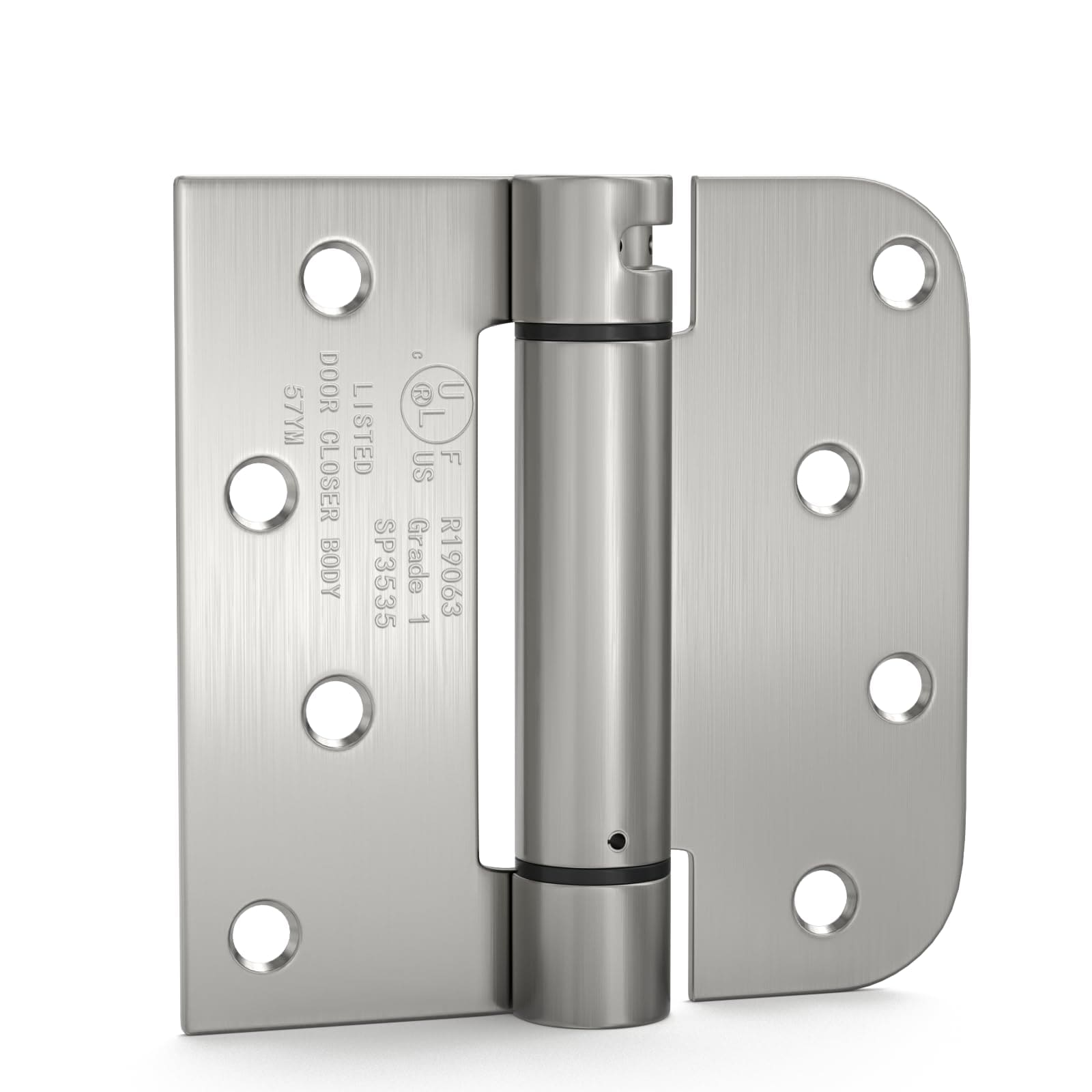 LILILIAN FMY Satin Nickel Brushed Self Closing Spring Door Hinges 4 Inch with Square and Five Eighths Radius Corners Adjustable Tension for #LRO0821E595