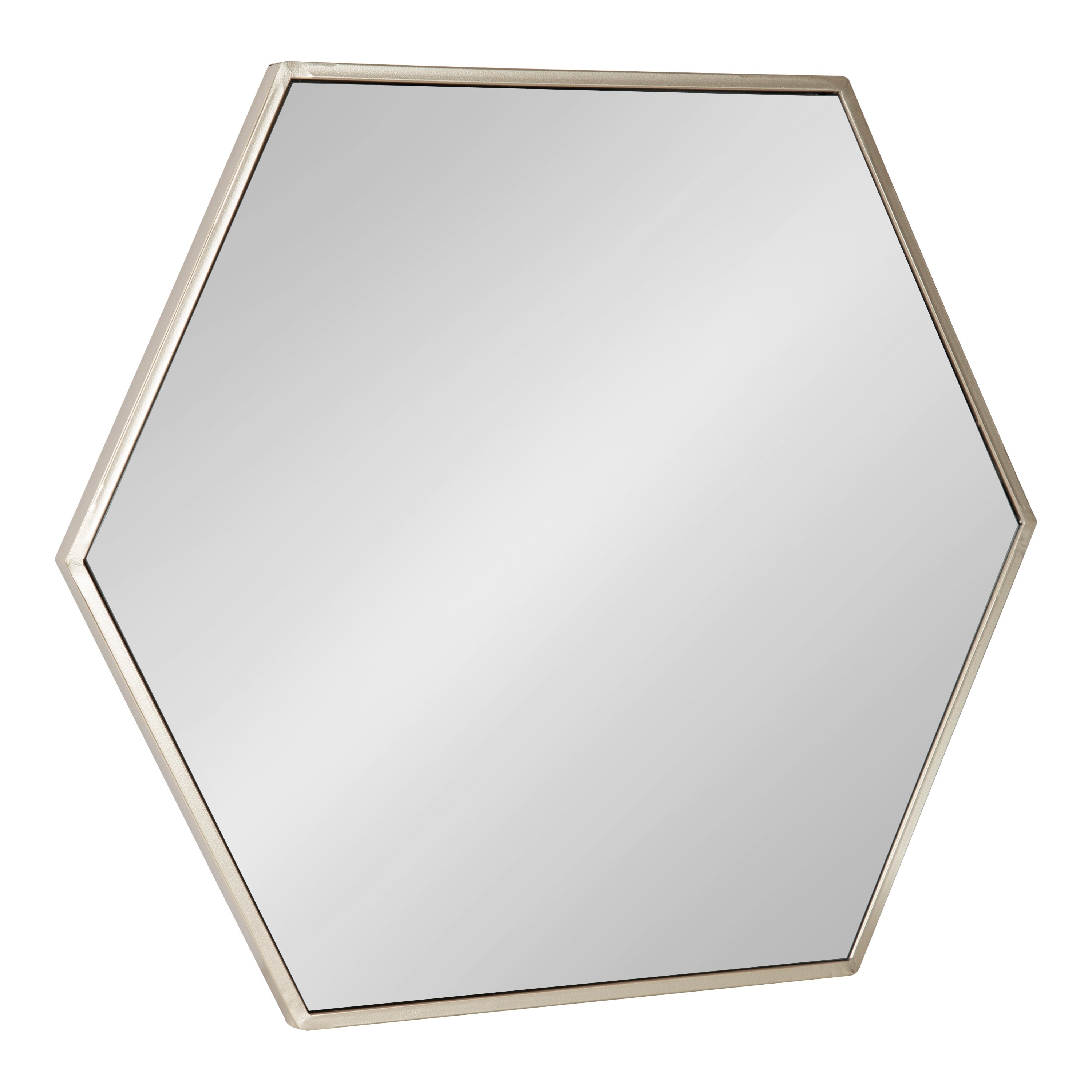 Kate and Laurel 220174 McNeer 22-in W x 25.75-in H Hexagon Silver Framed Wall Mirror