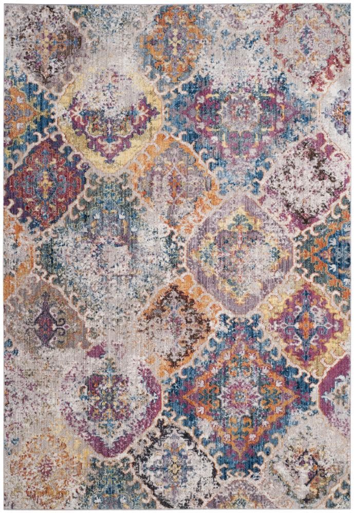 Safavieh BTL351D-5 Bristol Baktiar 5 x 8 (ft) Loomed Polyester Blue/Light Gray Rectangular Indoor Geometric Vintage Area rug