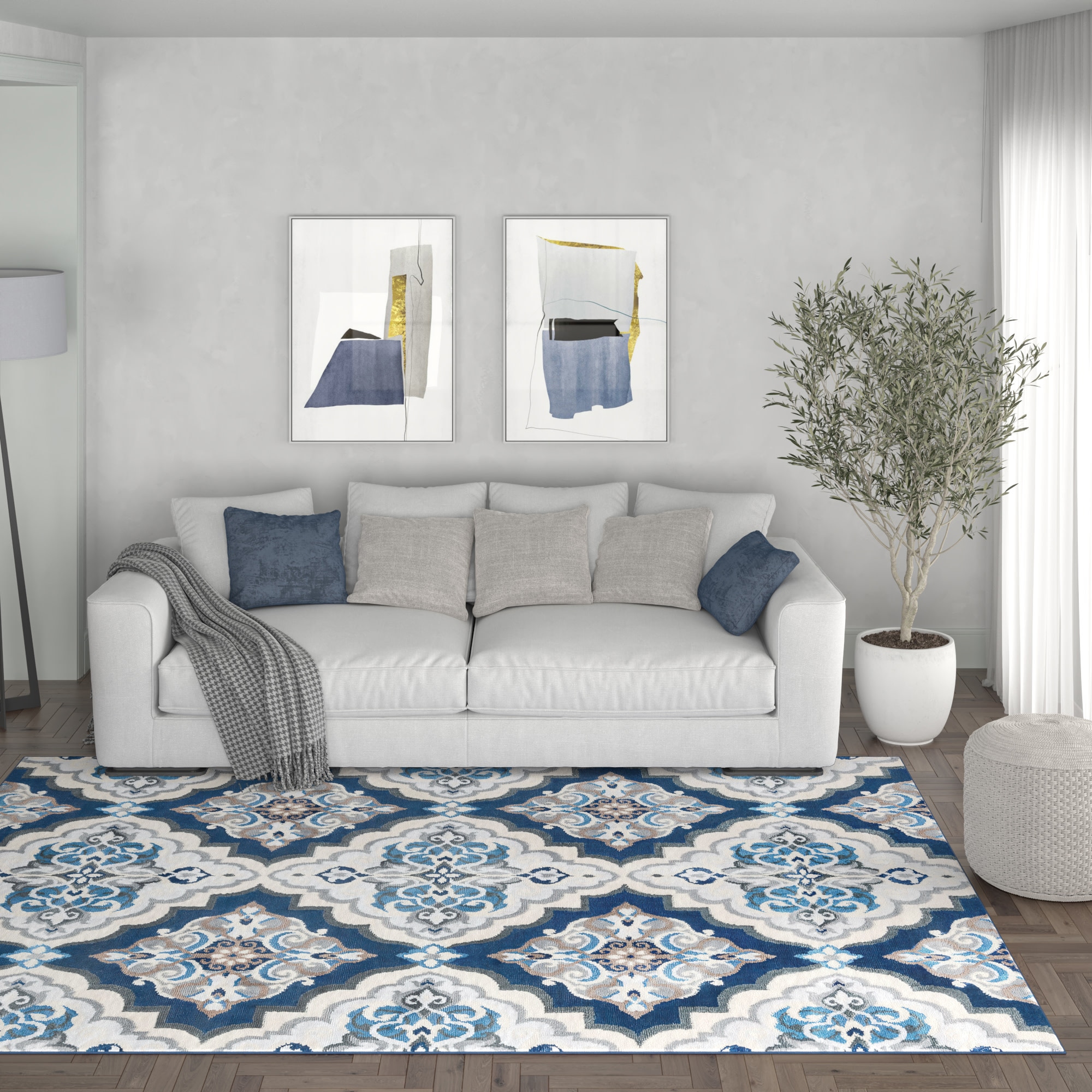 Tayse MDN4107 8X10 Madison 8 x 10 (ft) Loomed Polypropylene Dark Blue Rectangular Indoor Area rug
