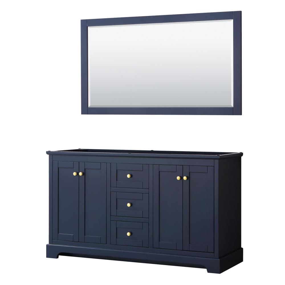 Wyndham Collection WCV232360DBLCXSXXM58 Avery 60-in Dark Blue with Brushed Gold Trim (Mirror Included)