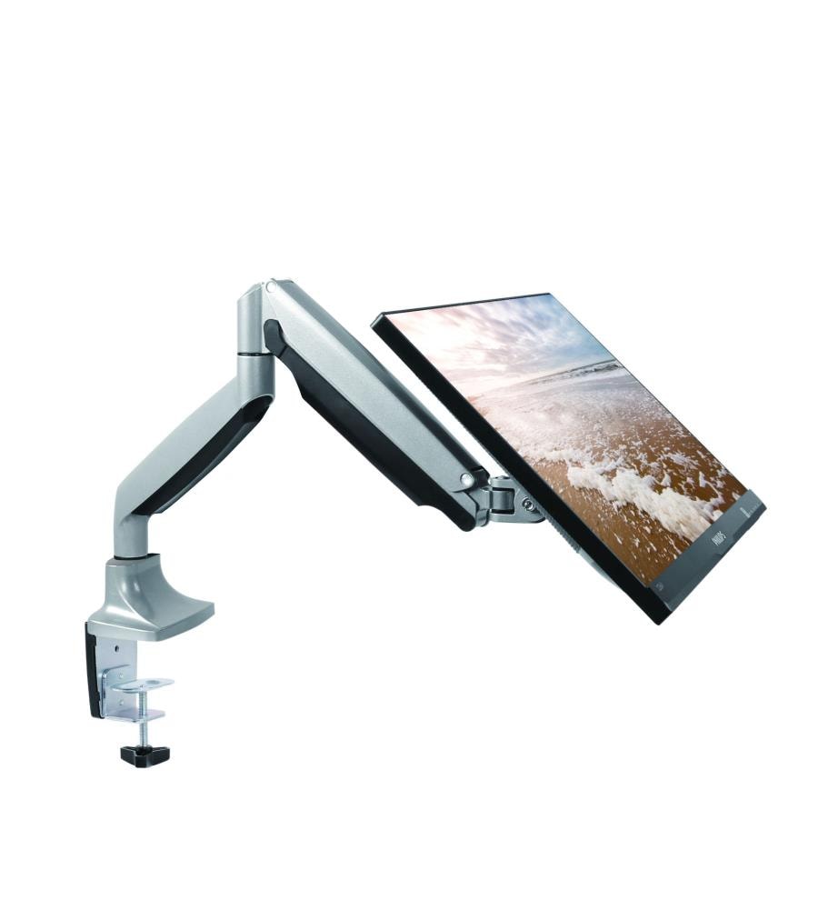 TechOrbits OF-MAA-C012 Single Arm Monitor Mount with Full Motion Swivel Articulating Gas Springs for 13 in.- 30 in. Silver