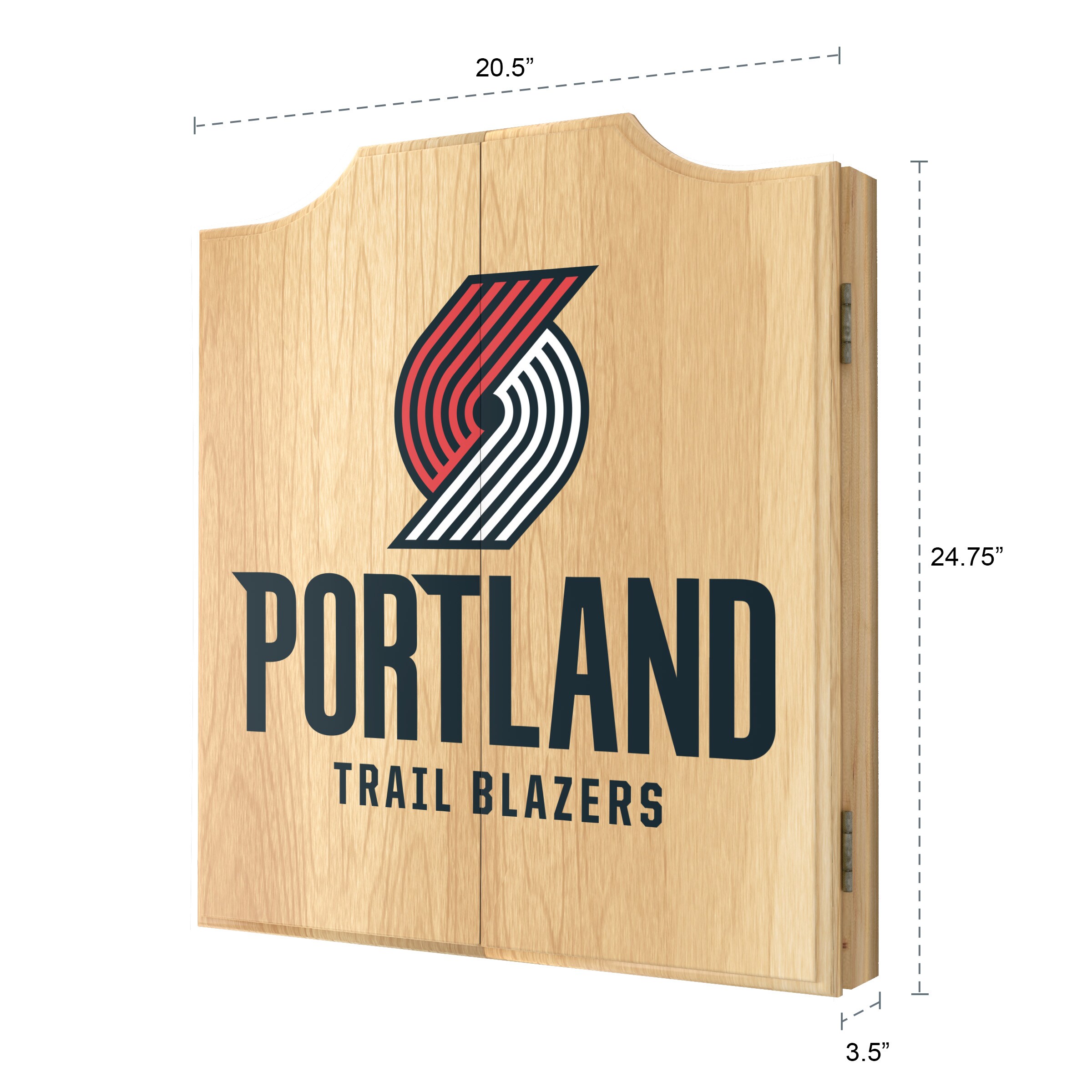 Portland Trail Blazers Wood Dartboard Cabinet Set with Scoreboard