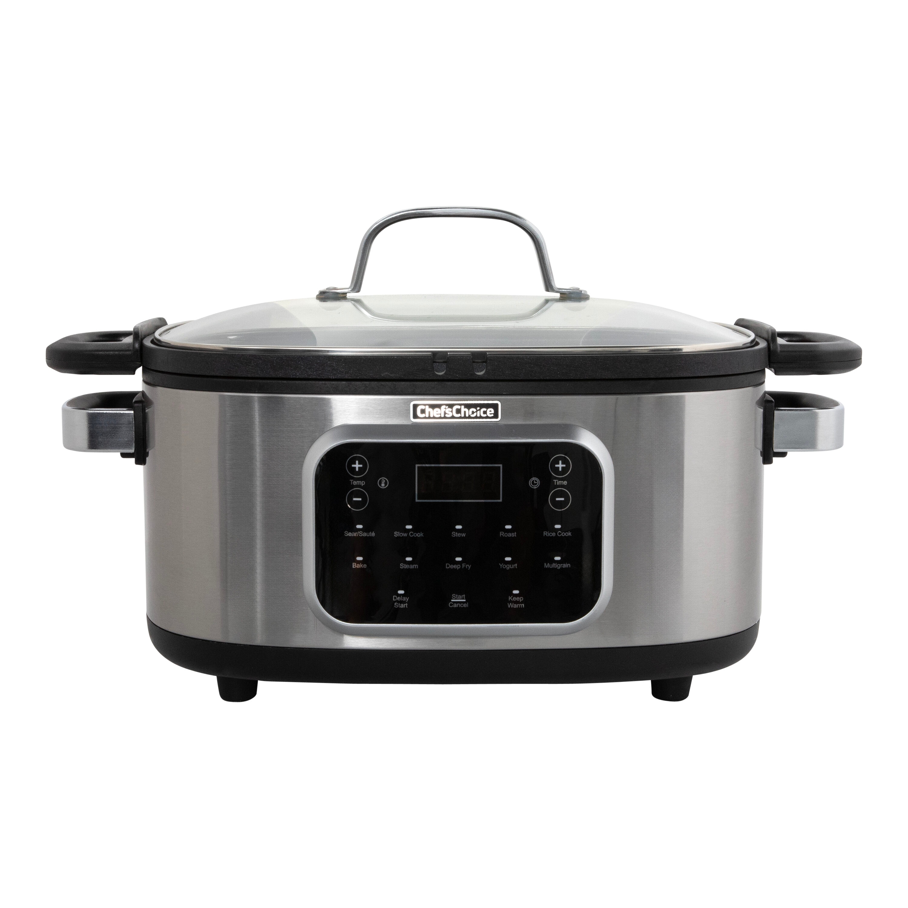MegaChef Triple 2.5 Quart Slow Cooker and Buffet Server in Brushed Silver