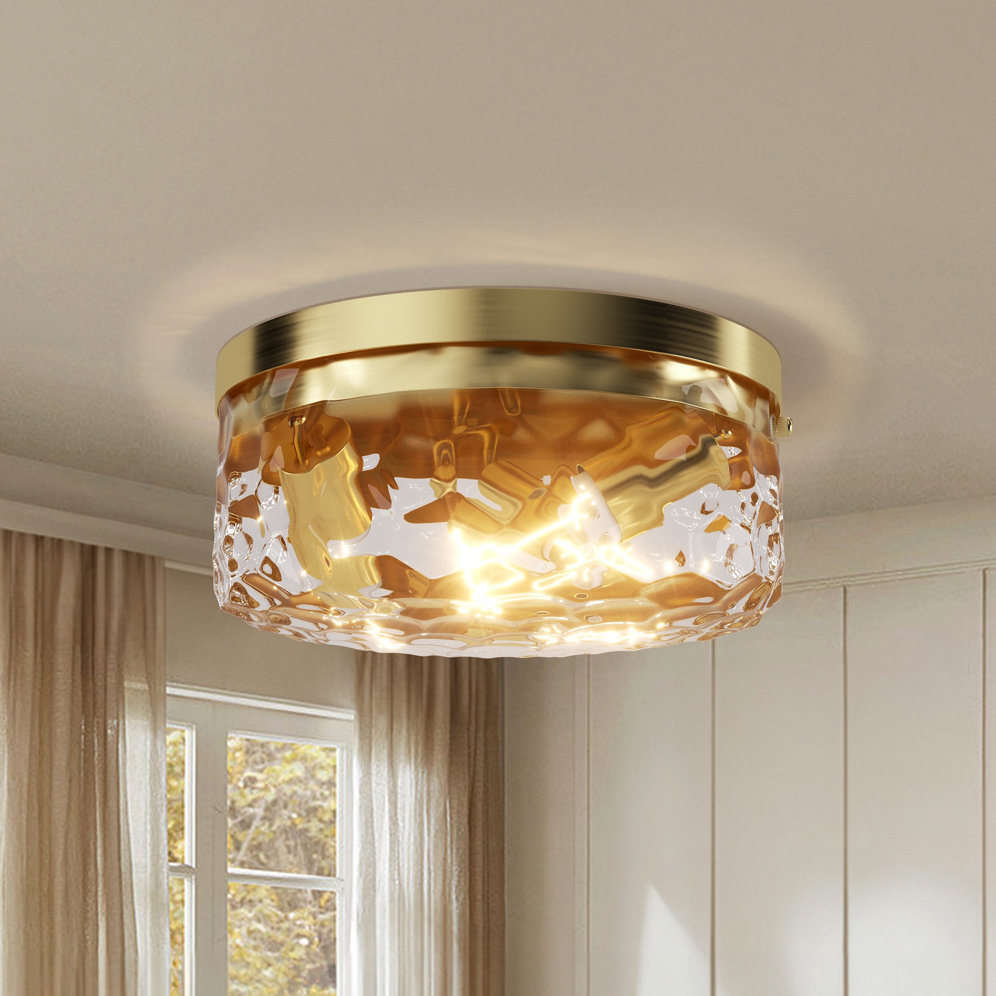 Maxax Luxurious 14.17-in Brass Indoor 1 -Light Flush Mount Light