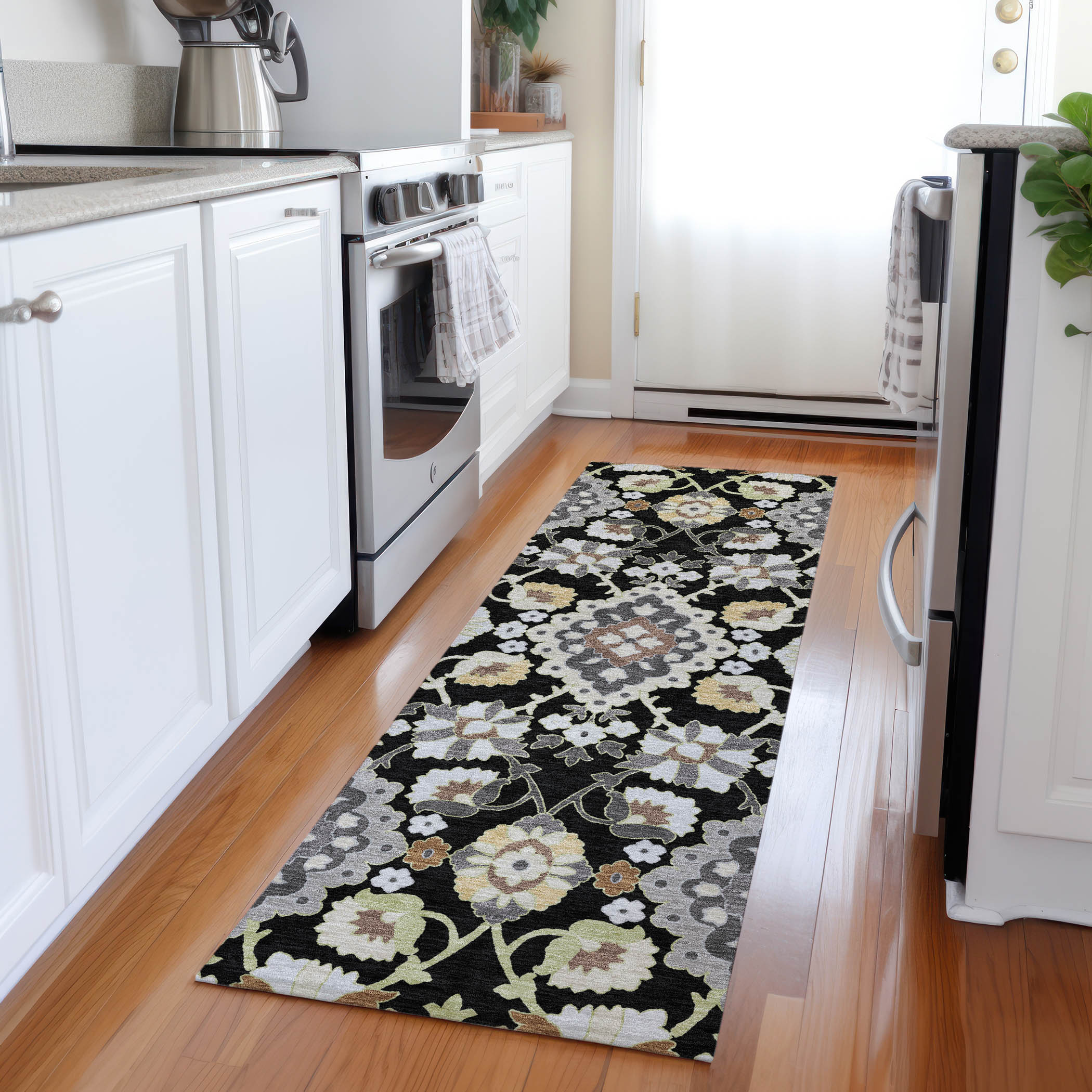 Addison Rugs ACN1002BK2X8 Chantille ACN1002BK 2 x 7 (ft) Polyester Black Rectangular Indoor/Outdoor Geometric Machine washable Runner rug