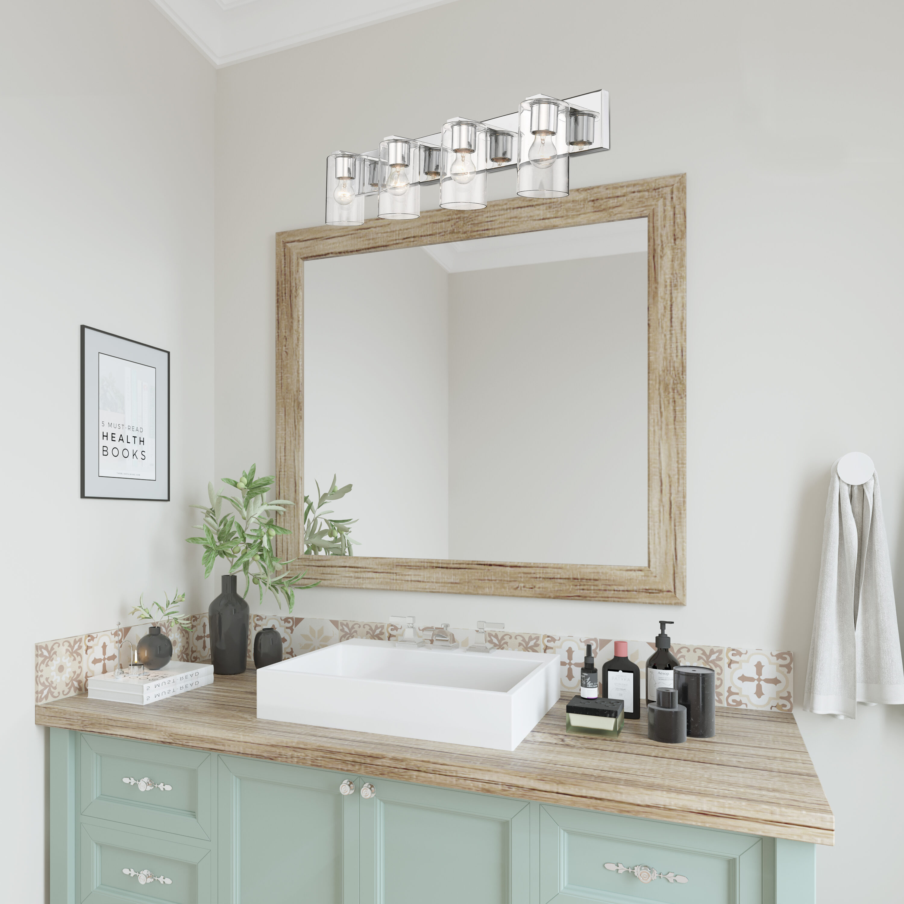 Zurich 4-Light Polished Chrome Vanity with Clear Glass