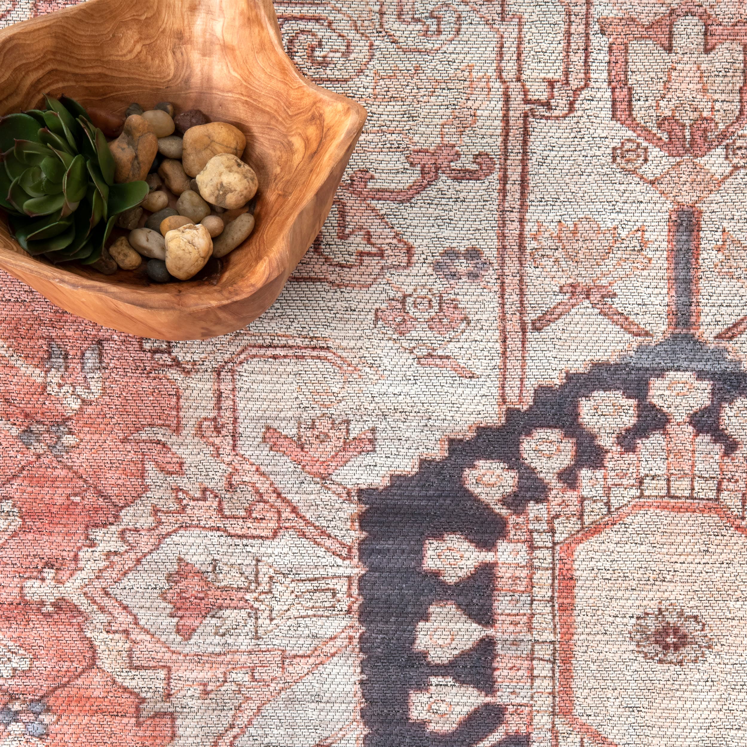 Multicolor Vintage Medallion Wool Blend Area Rug