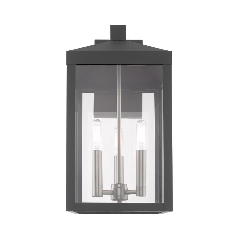 Scandinavian Gray Nickel 3-Light Outdoor Wall Lantern