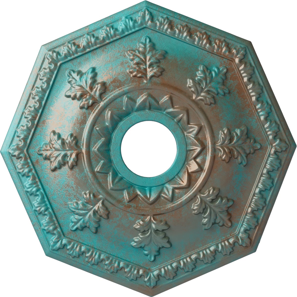 Ekena Millwork CM18NTCGS Nottingham 18-in W x 18-in L Painted Copper Green Patina Polyurethane Whole Ceiling Medallion