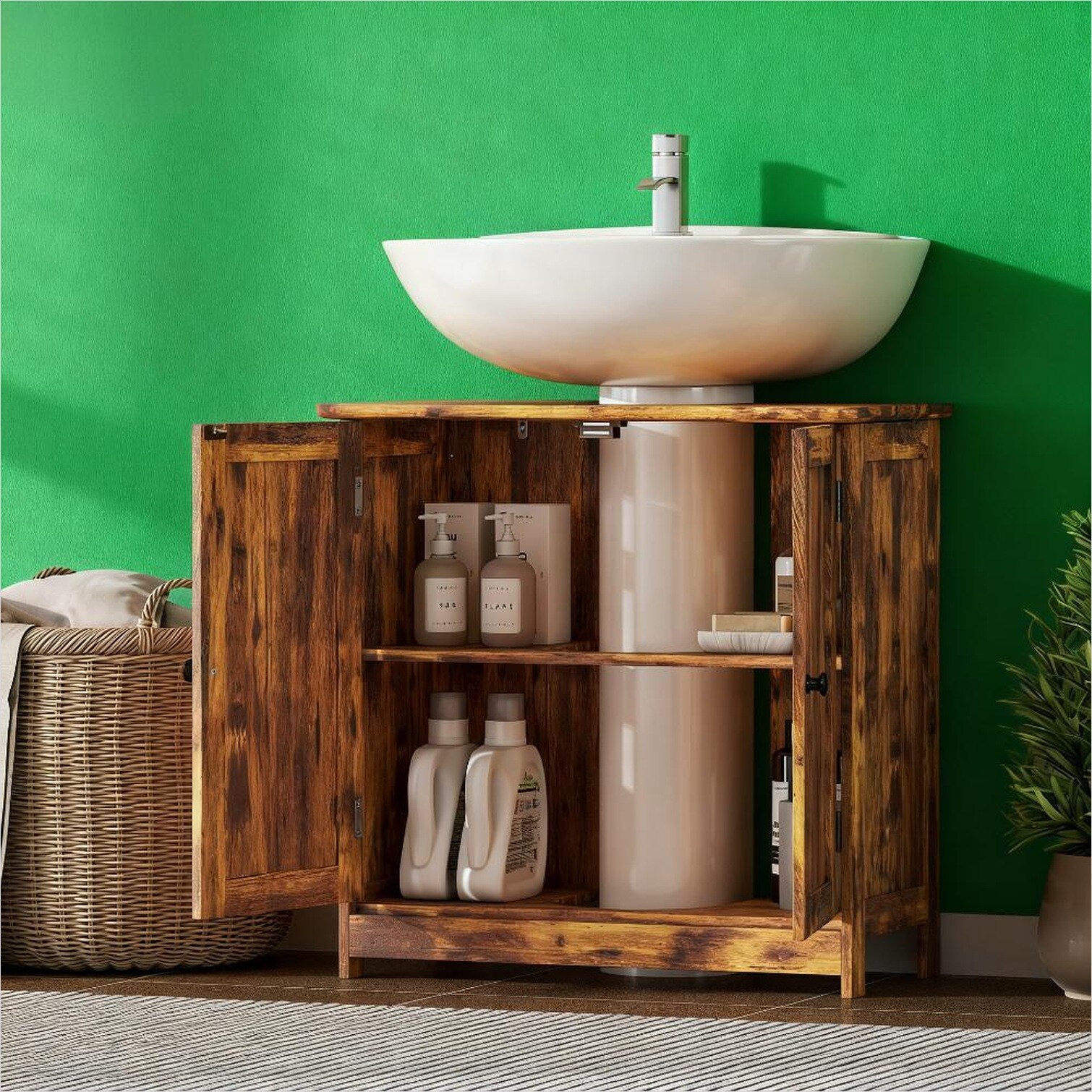 chillscreamni Rustic Brown 23.5 x 11.8 x 23.5 in Cabinet with Storage ...