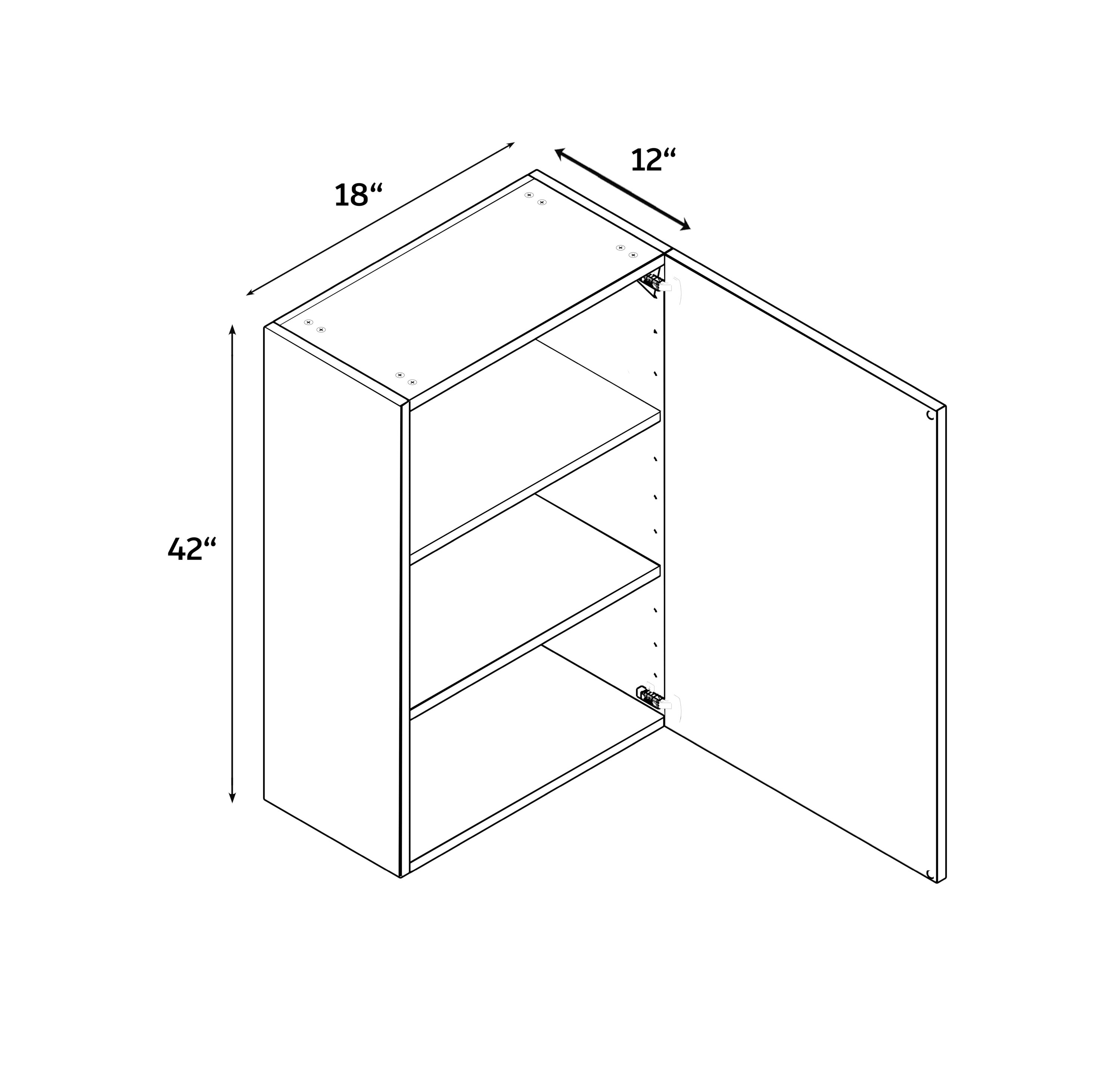 Glass Wall Cabinet - 18W x 42H x 12D - Aria Shaker Espresso