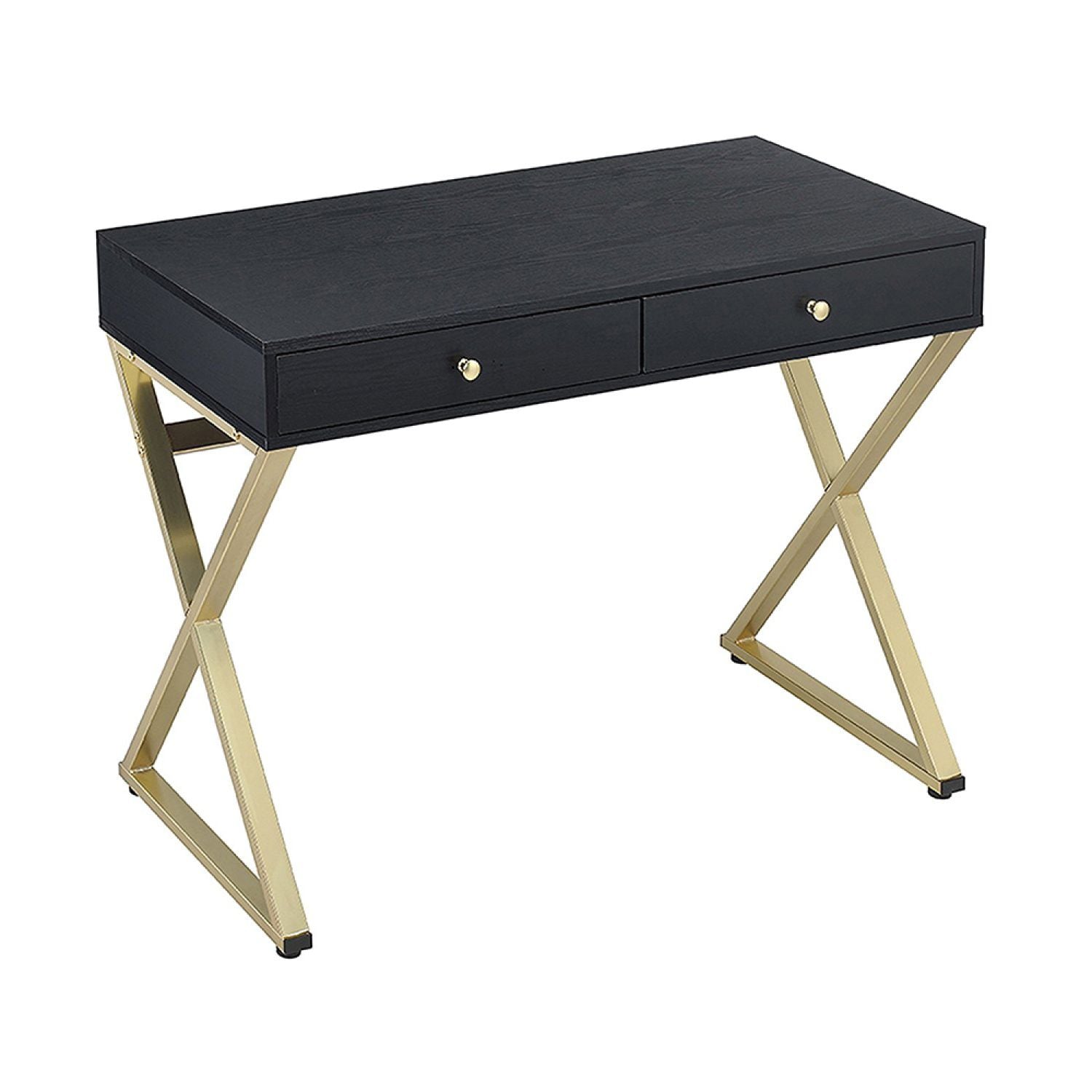 JASMODER 92310 Coleen Desk In Black and Brass