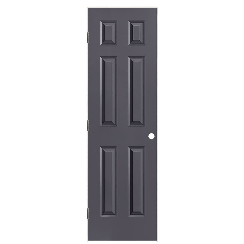 Masonite 1317417 24-in x 80-in Slate Solid core 6-panel Left hand Smooth Prefinished Molded composite Flat Jamb Single Prehung Interior Door