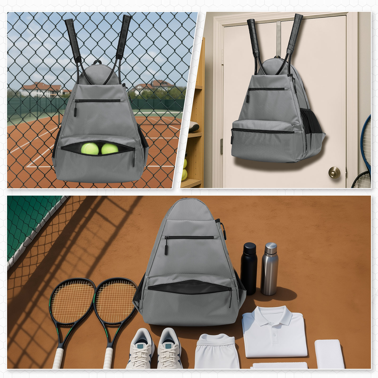 Unique Bargains Tennis Backpack for 2 Rackets Waterproof Tennis Bag ...