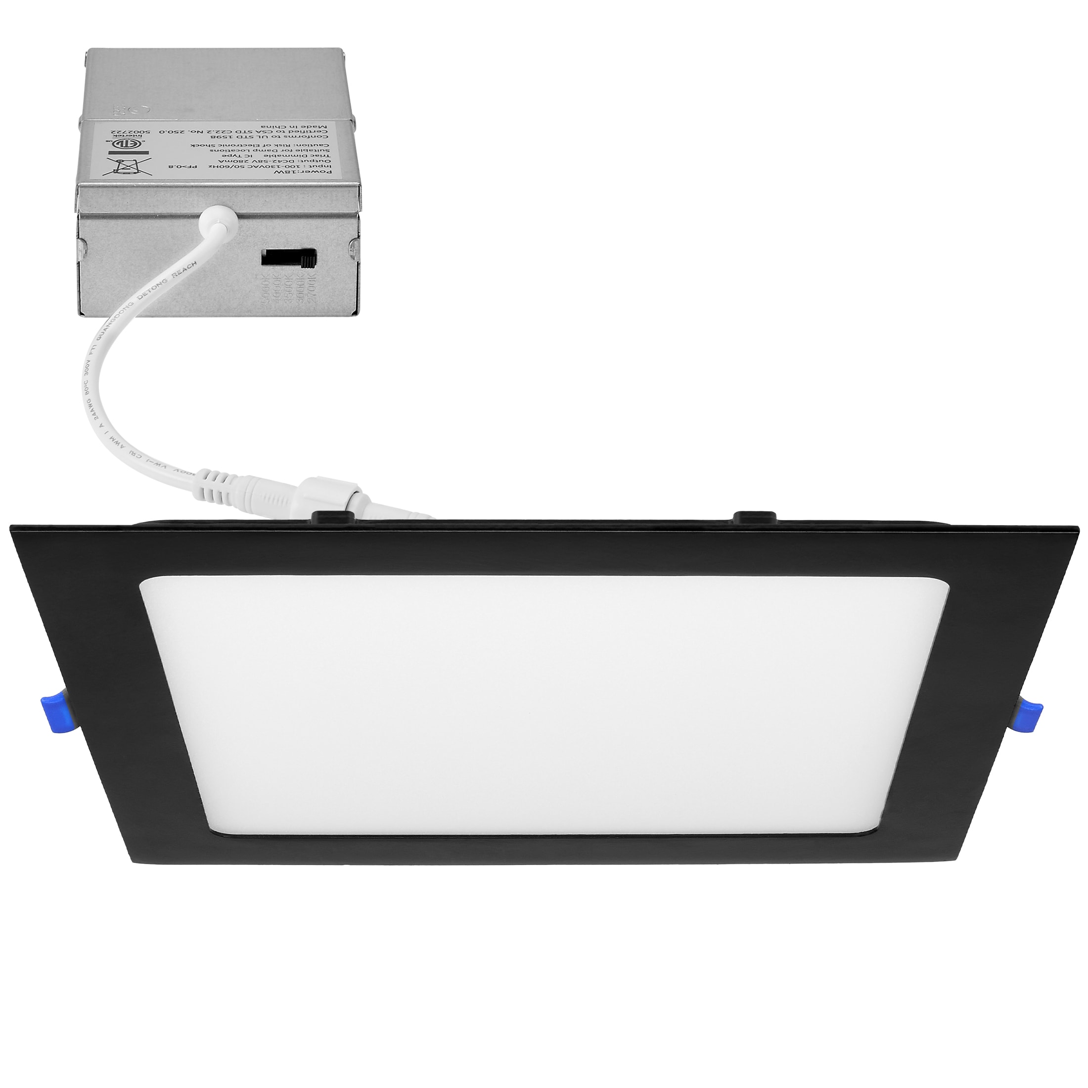 Maxxima MRL-S81815SB Black 8-in 1400 -Lumens Switchable white Square Dimmable LED Canless Damp rated Recessed Downlight