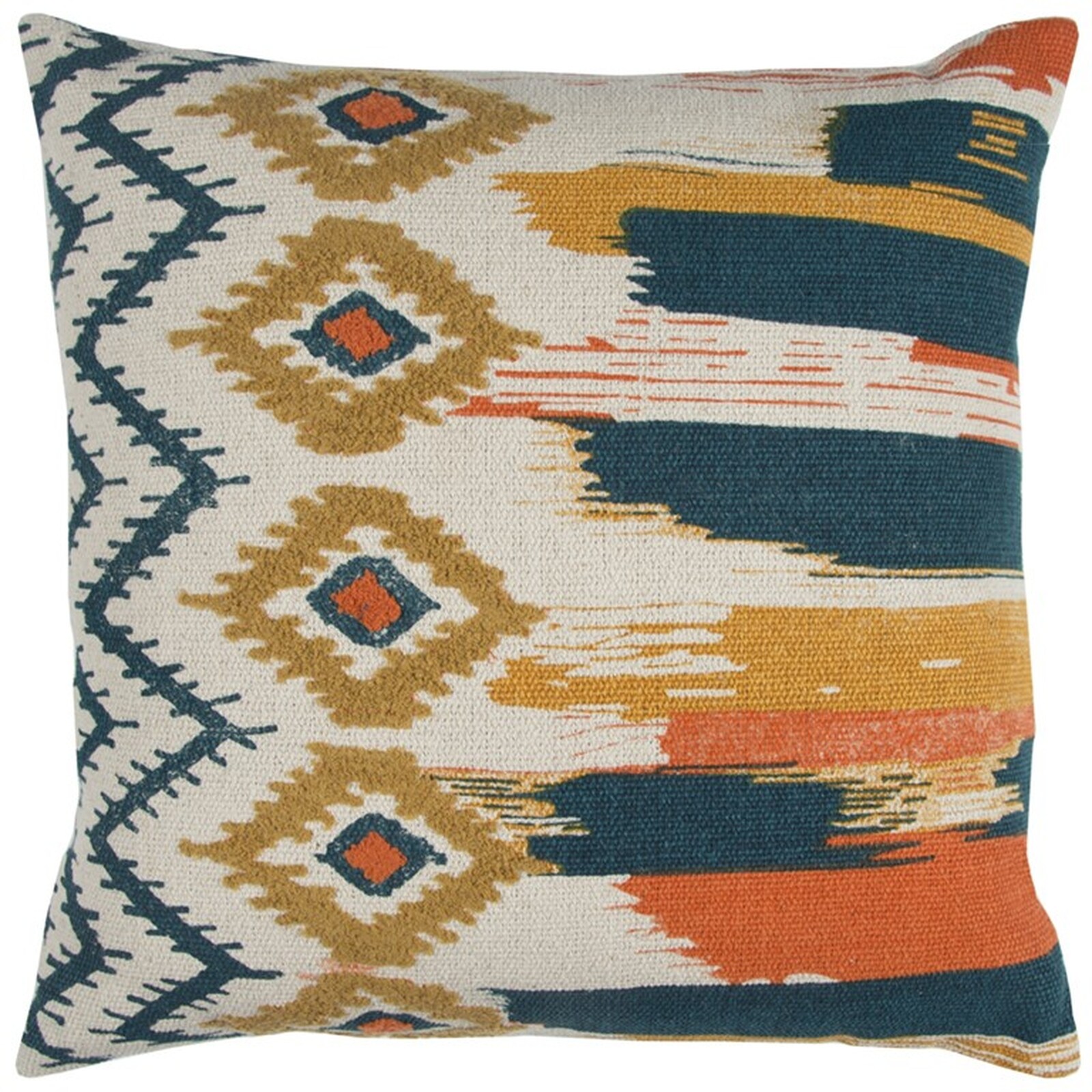 HomeRoots 4000403254 20-in x 20-in Mustard, Teal Square Indoor Decorative Pillow