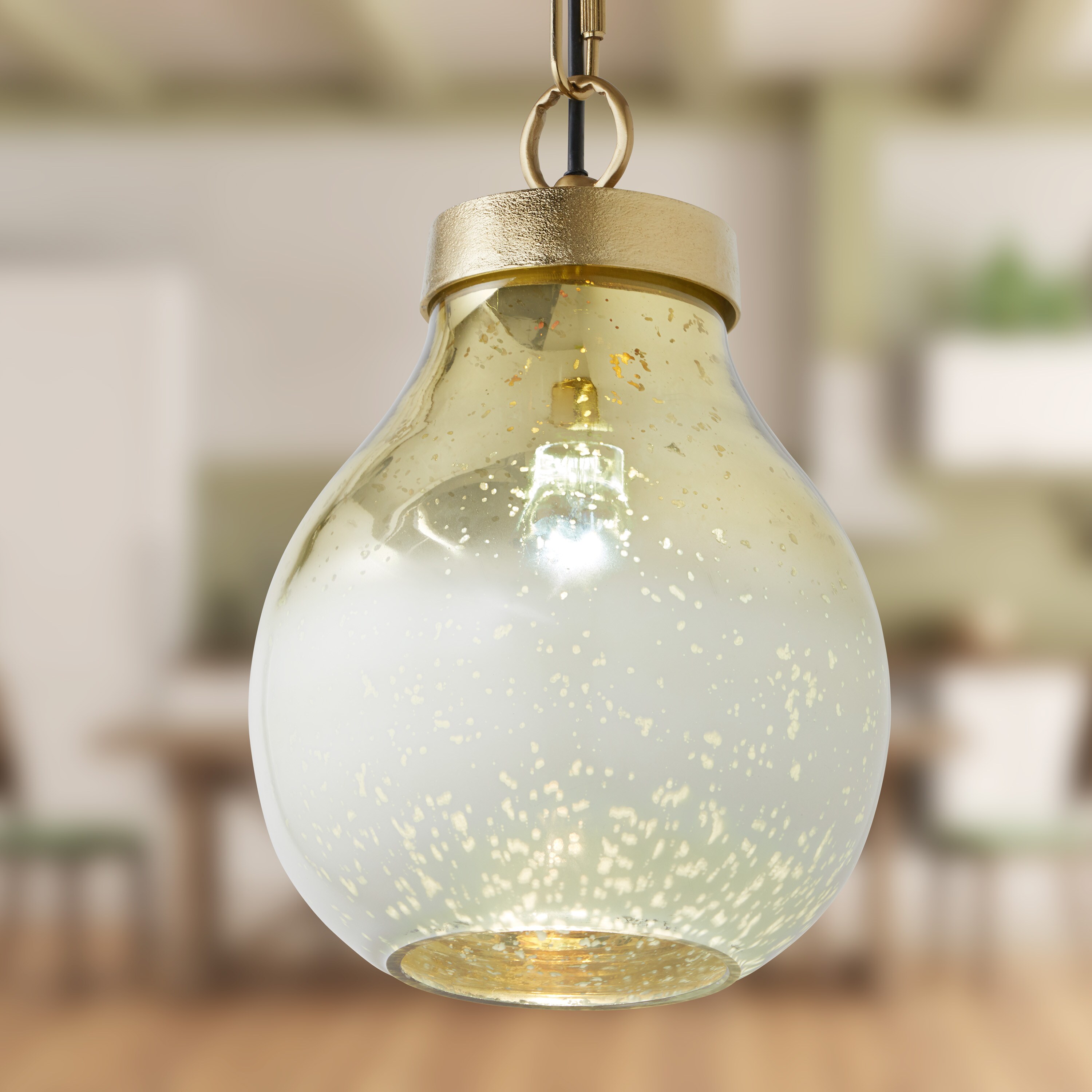 Gold and Cream Ombre Mercury Glass Bell Pendant Light