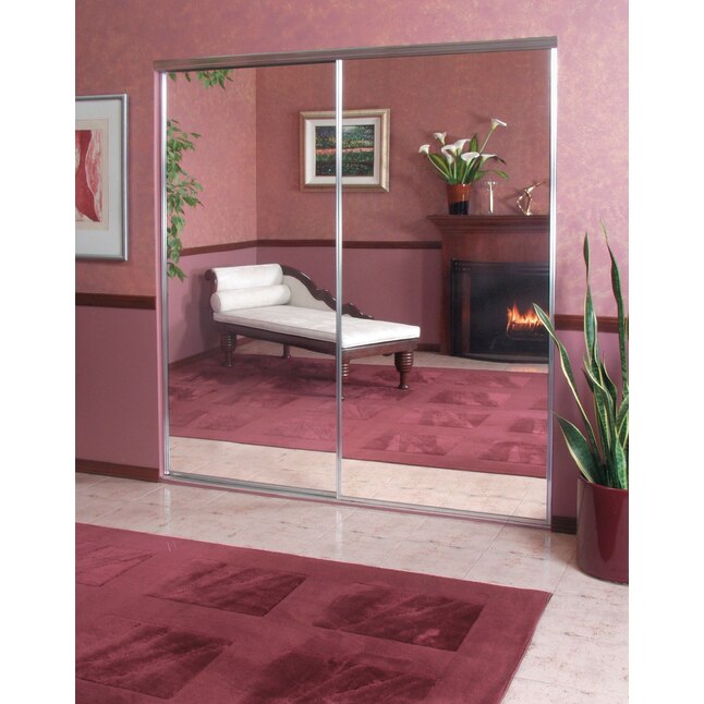 ReliaBilt 9550 Series 60-in x 80-in Chrome Mirror/Panel Mirrored Glass Prefinished Aluminum Sliding Door (Hardware Included) ReliaBilt 9550 Series 60-in x 80-in Chrome Mirror/Panel Mirrored Glass Prefinished Aluminum Sliding Door (Hardware Included)