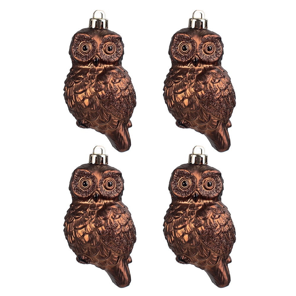 Holiday Living 4-pack Glitter Owl Christmas Ornament Set
