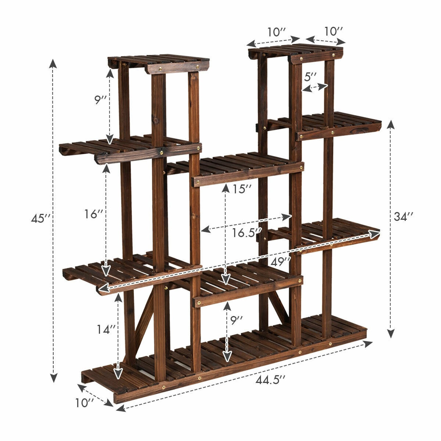 WELLFOR 45-in H x 44.5-in W Brown Indoor/Outdoor Rectangular Wood Plant ...