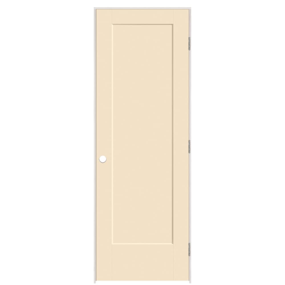 Masonite 895846 28-in x 80-in Cream-n-Sugar Solid core 1-panel Left hand Smooth Prefinished Molded composite Flat Jamb Single Prehung Interior Door
