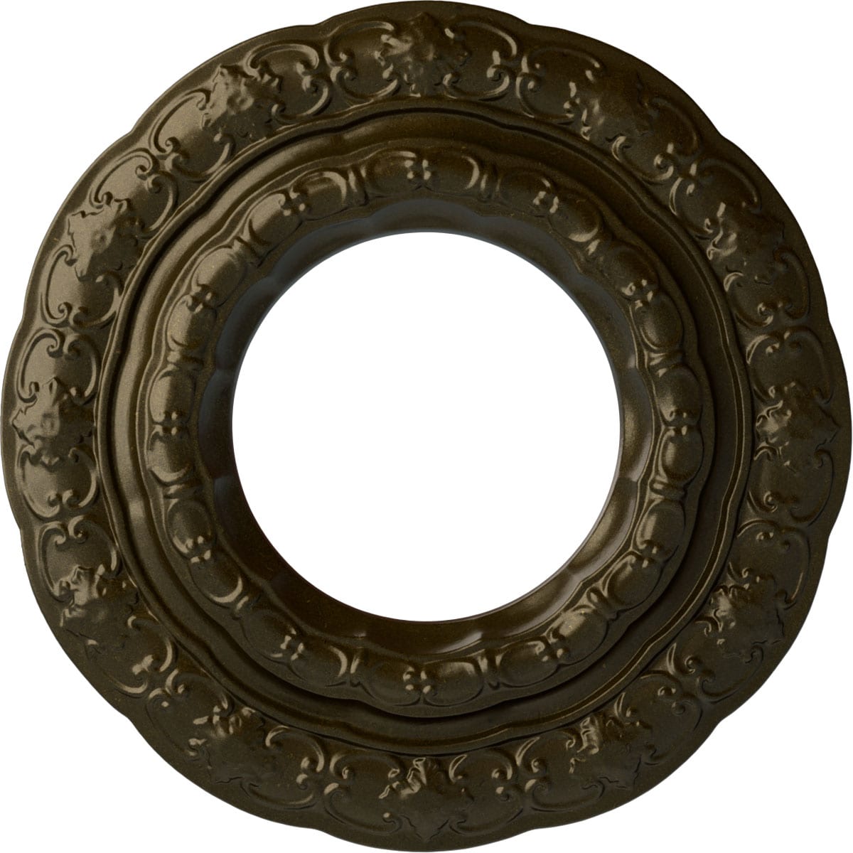 Ekena Millwork CM15LIGGS Lisbon 15.375-in W x 15.375-in L Painted Green Gold Polyurethane Whole Ceiling Medallion