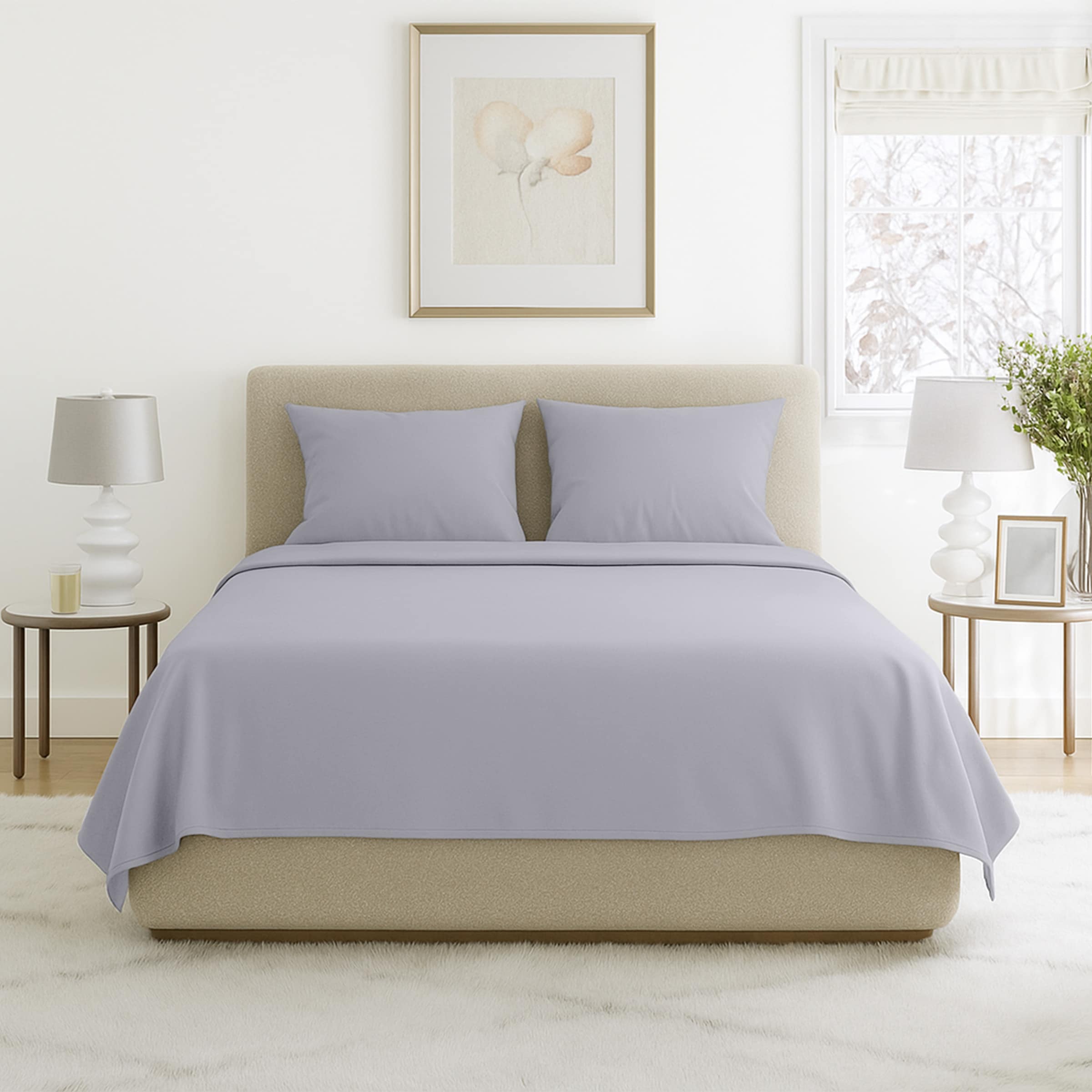 Hastings Home 734014MMI Full 90 -Thread Count Microfiber Silver Gray 4 -Piece Bed Sheet Set