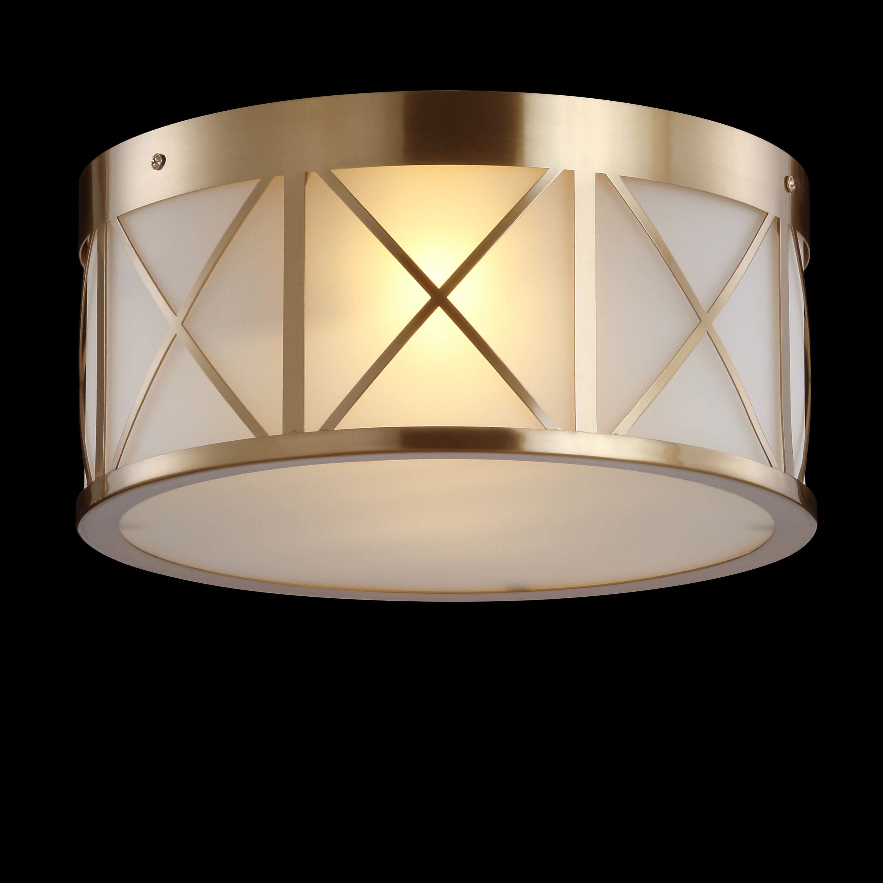 Cadence 13" Brass Gold Modern Drum Flush Mount with LED