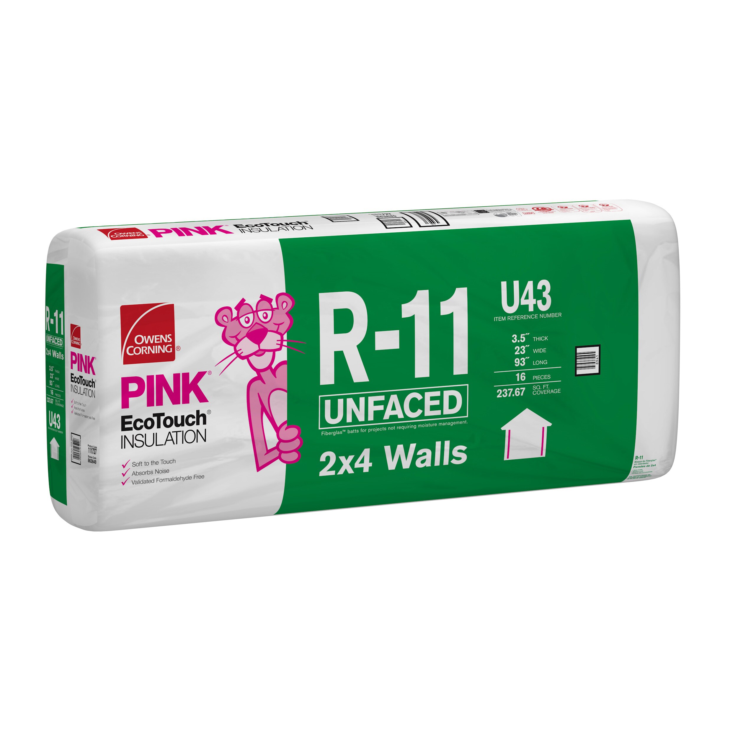 Owens Corning R 11 Wall 237.67 sq ft Unfaced Fiberglass Batt