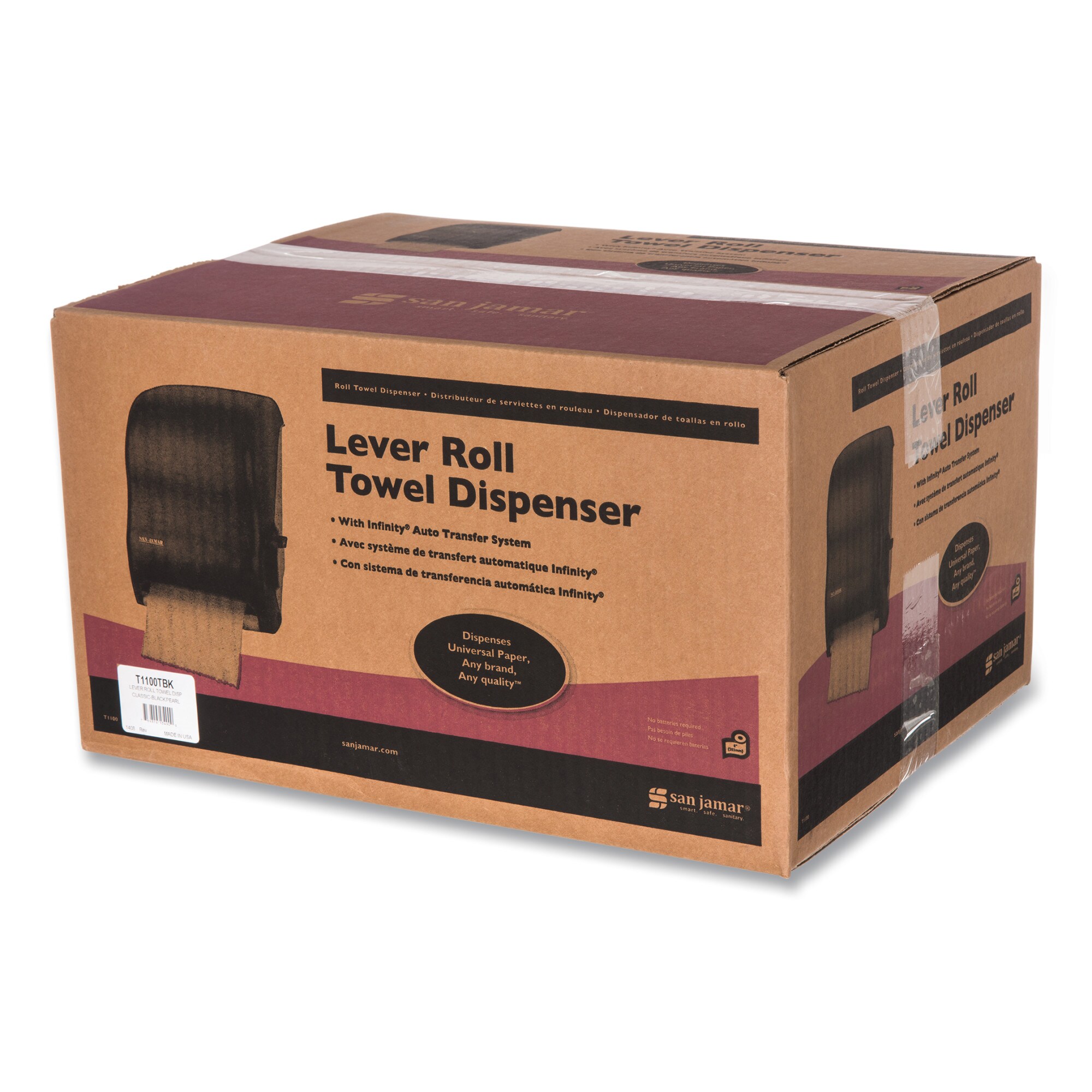 San Jamar Transparent Black Pearl Lever Control Paper Towel