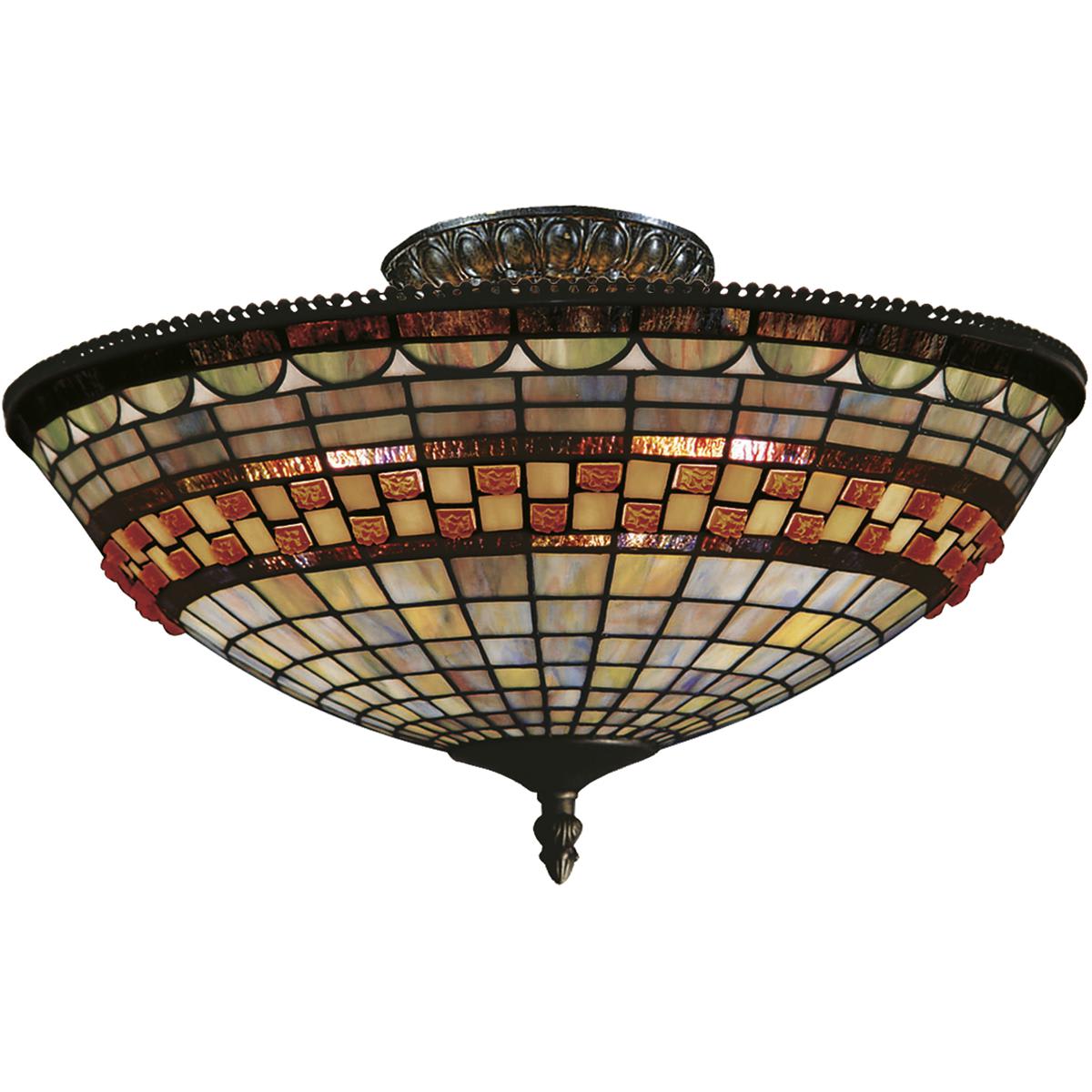 Atlas Lighting and Home - CL11894-BZ Jewelstone Semi-Flush Mount Classic Bronze with Multicolor