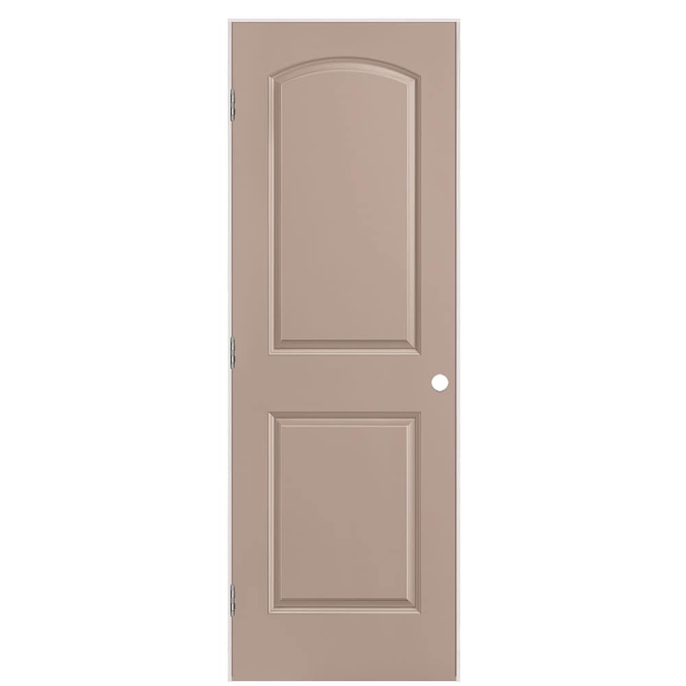 Masonite 1317797 28-in x 80-in Sandpiper Solid core 2-panel round top Right hand Smooth Prefinished Molded composite Flat Jamb Single Prehung Interior Door