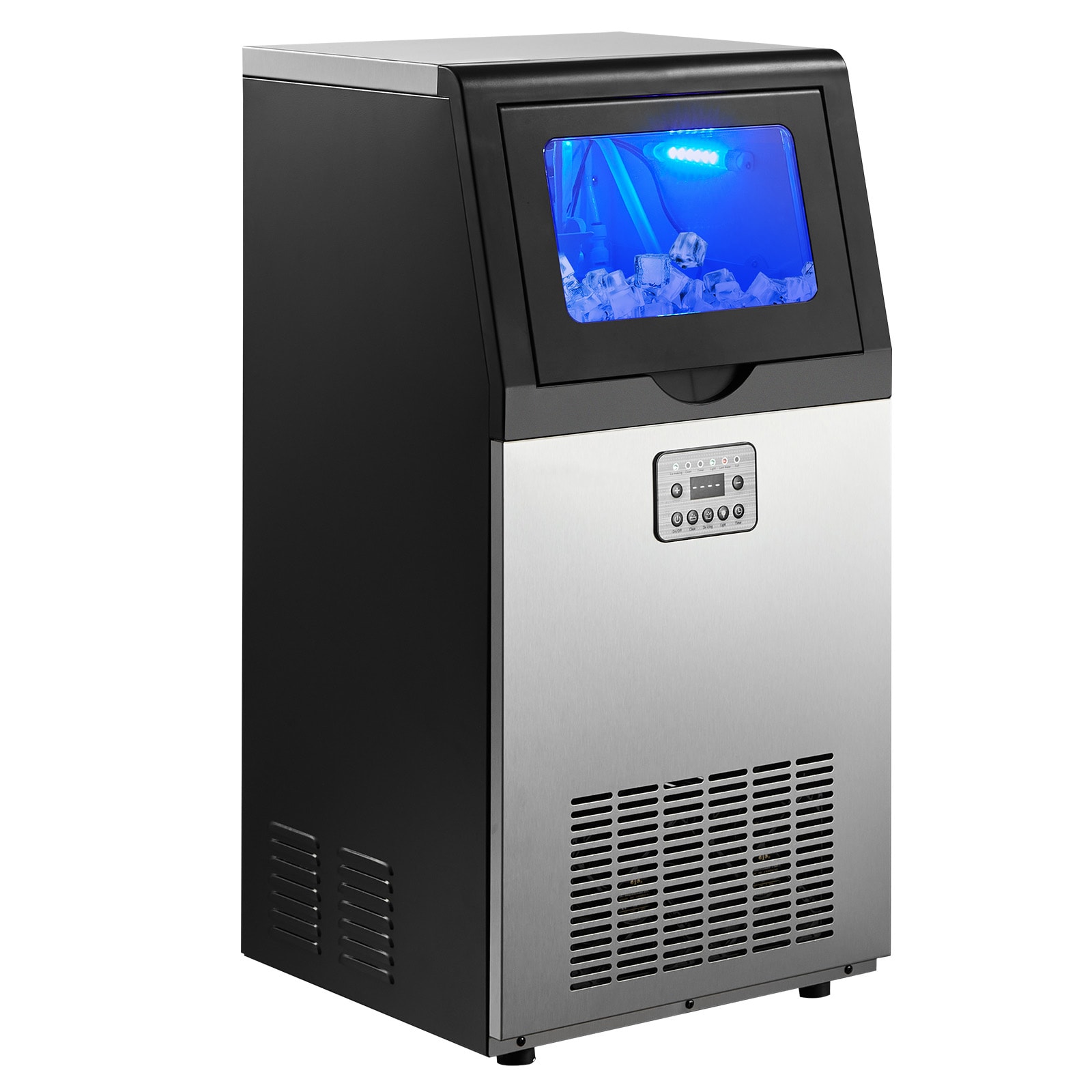 VEVOR Commercial Ice Maker Machine  120 lbs/24h with 30 lbs Storage Capacity  Built-in/Freestanding/Under Counter  Stainless Steel Ice Maker with LED Display and Self-Cleaning  for Home Bar Restaurant